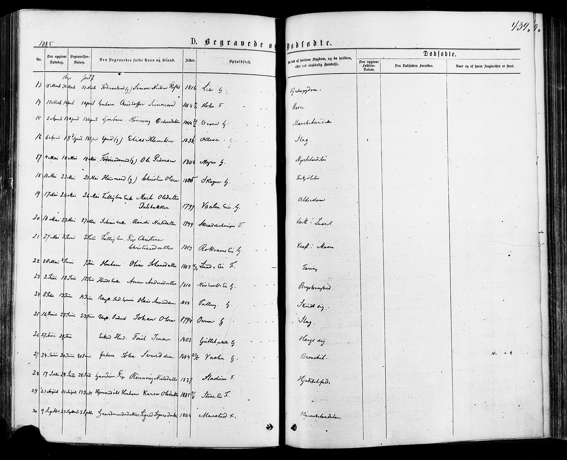 Østre Gausdal prestekontor, AV/SAH-PREST-092/H/Ha/Haa/L0001: Parish register (official) no. 1, 1874-1886, p. 439