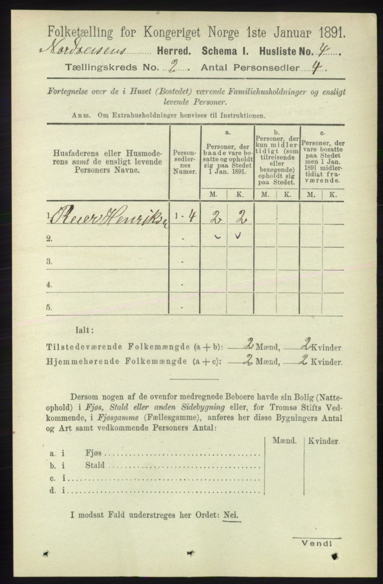 RA, 1891 census for 1942 Nordreisa, 1891, p. 705