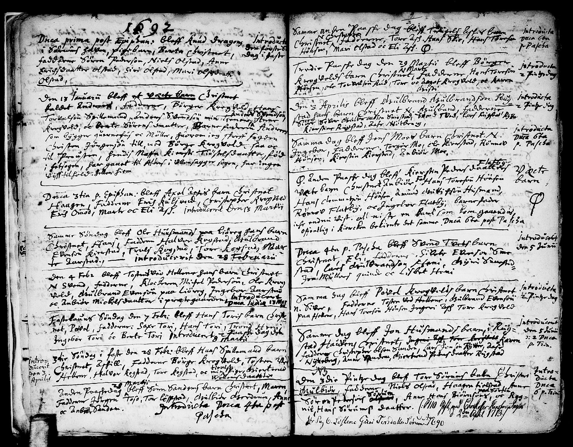 Gjerdrum prestekontor Kirkebøker, AV/SAO-A-10412b/F/Fa/L0001: Parish register (official) no. I 1, 1689-1736, p. 9