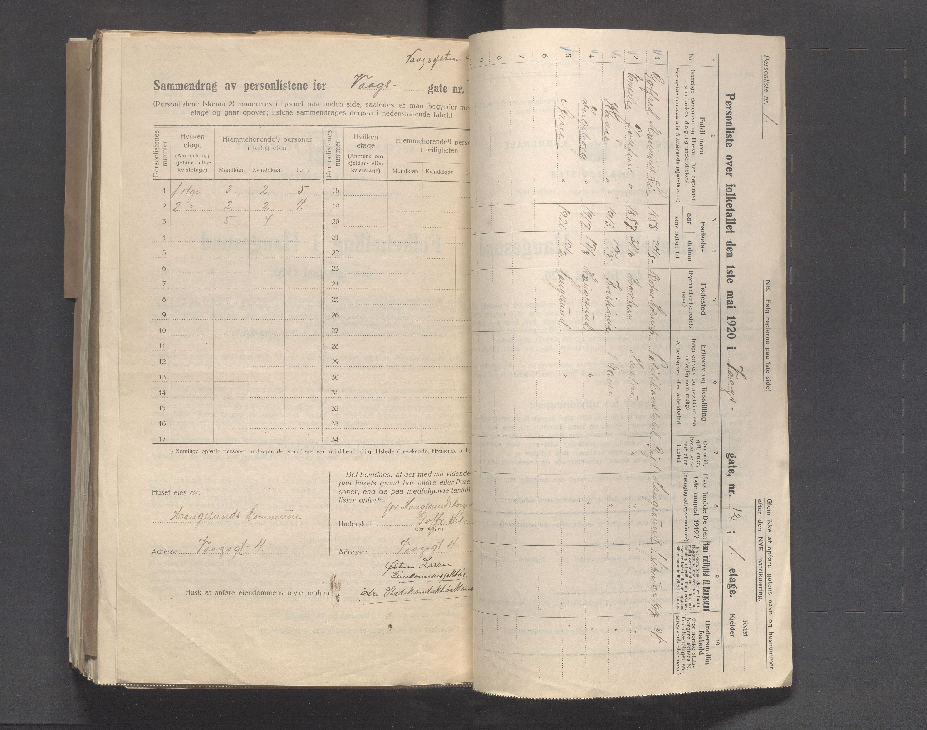 IKAR, Local census 1.5.1920 for Haugesund, 1920, p. 7148