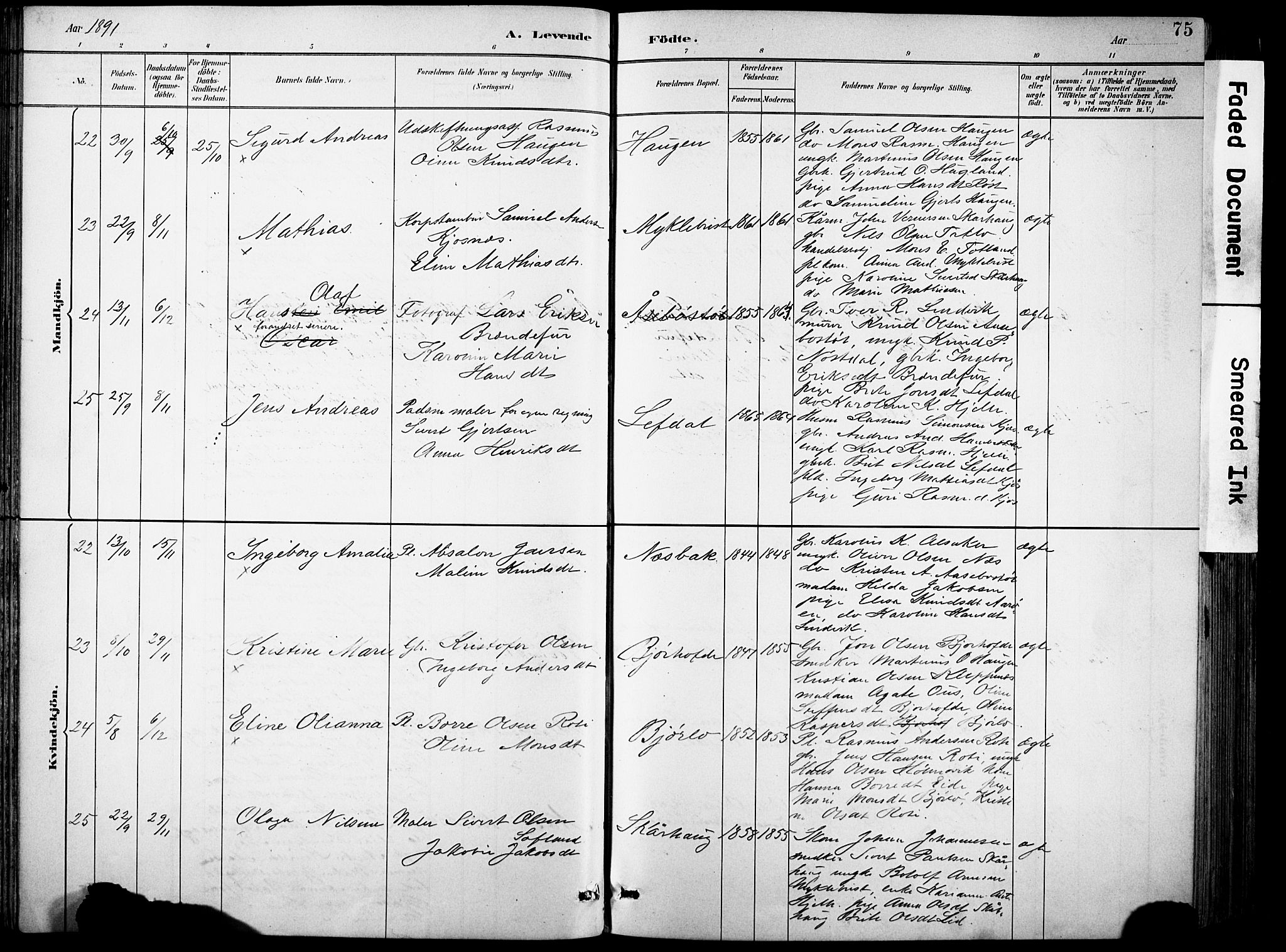 Eid sokneprestembete, AV/SAB-A-82301/H/Hab/Habb/L0002: Parish register (copy) no. B 2, 1882-1907, p. 75