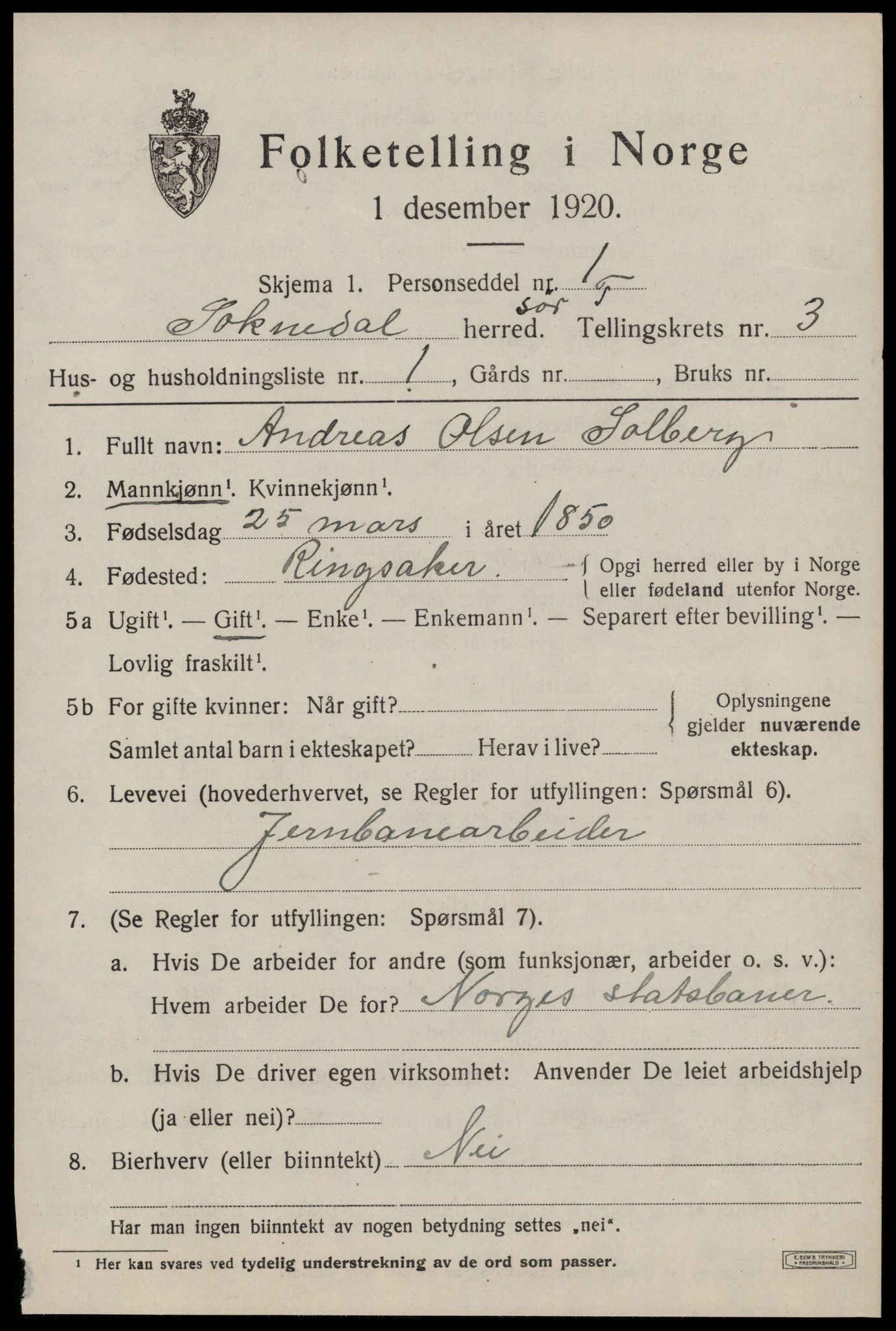 SAT, 1920 census for Soknedal, 1920, p. 1862