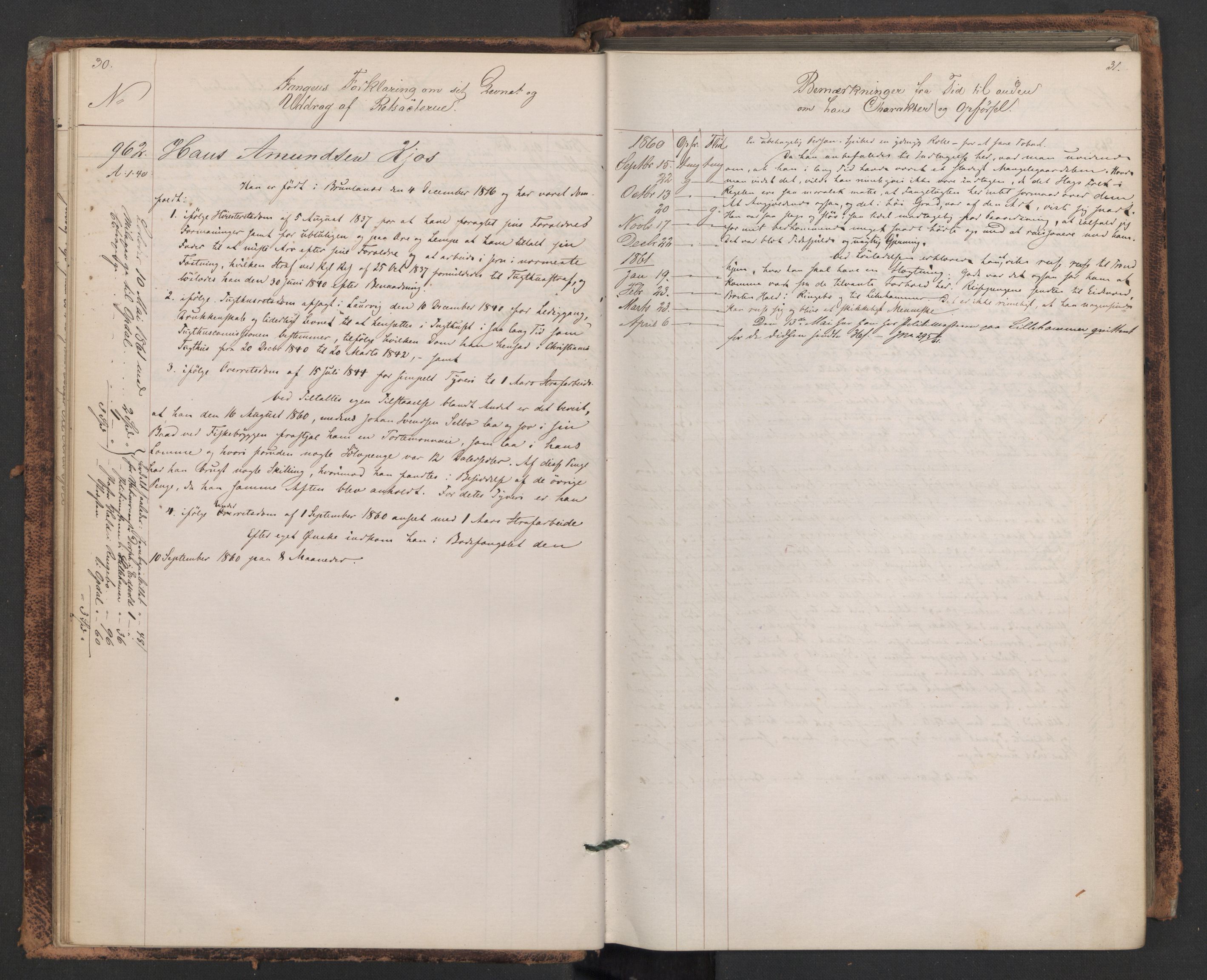 Botsfengslet, AV/RA-S-1539/D/Db/Dbb/L0007: 945b - 258c, 1860-1862, p. 30-31