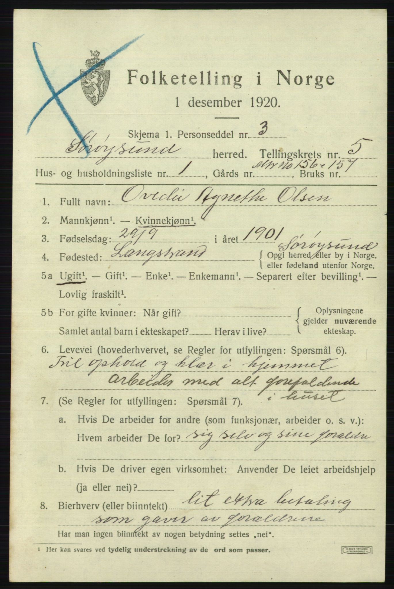 SATØ, 1920 census for Sørøysund rural district, 1920, p. 2336