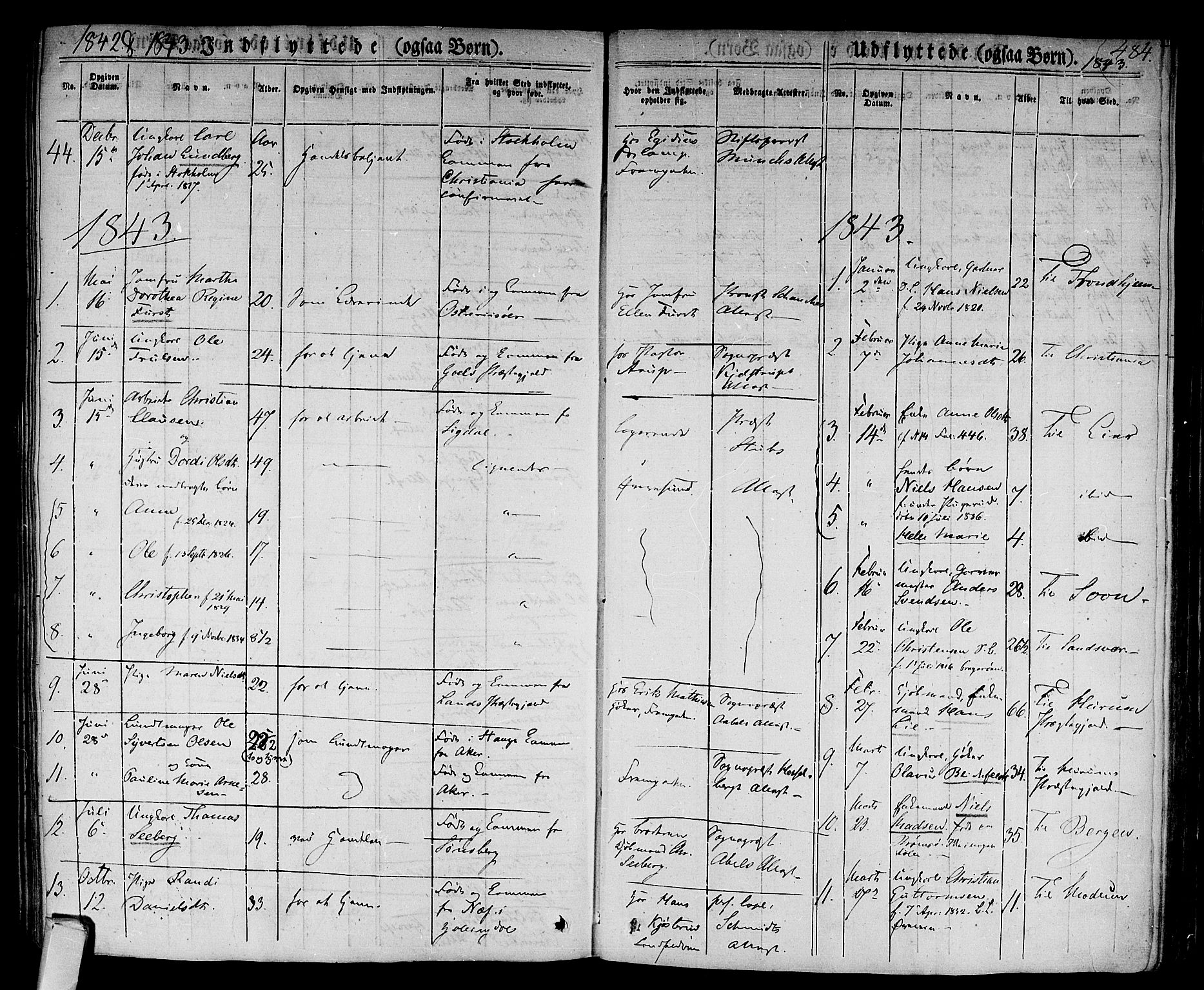 Bragernes kirkebøker, SAKO/A-6/F/Fb/L0001: Parish register (official) no. II 1, 1830-1847, p. 484