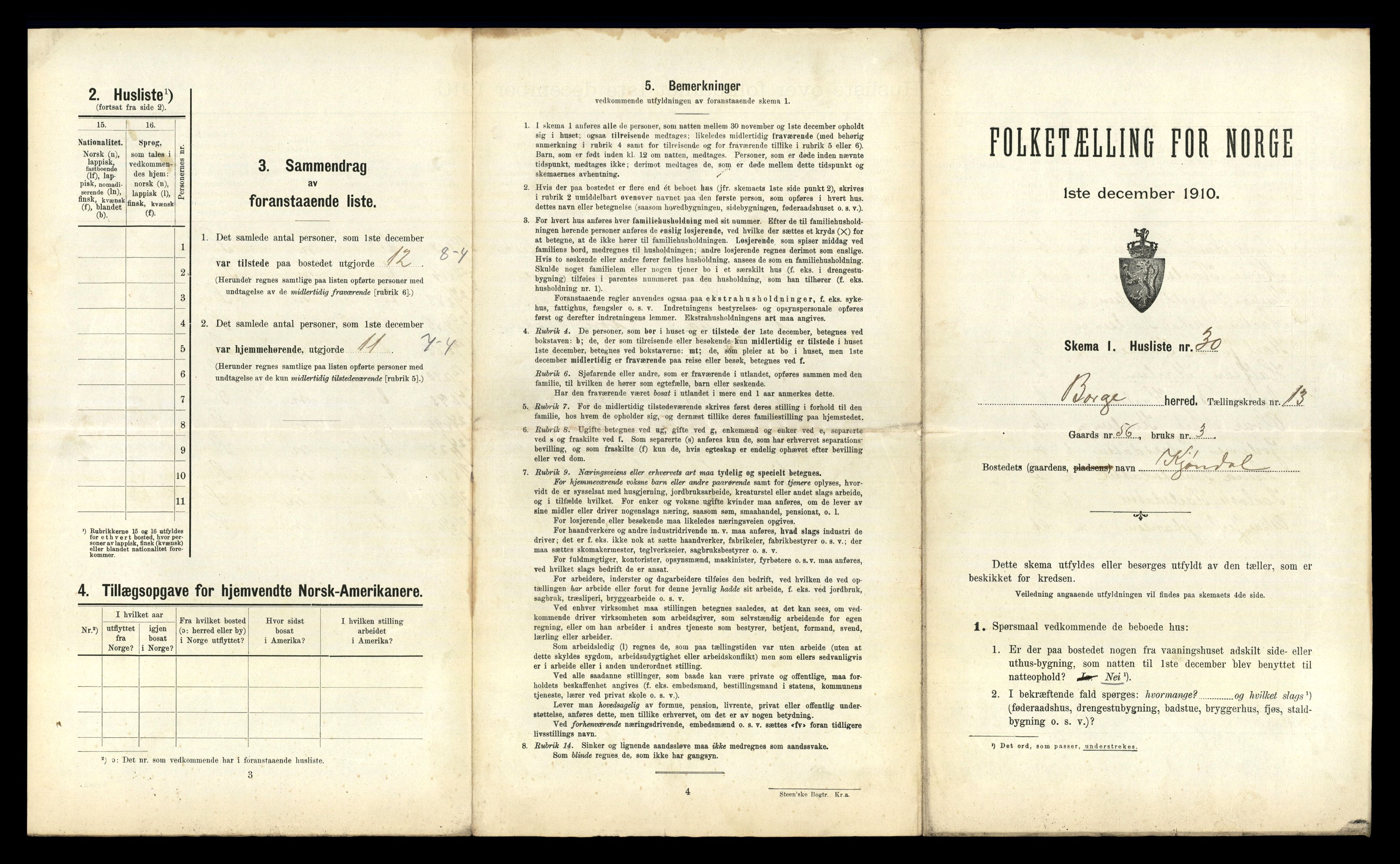 RA, 1910 census for Borge, 1910, p. 1323