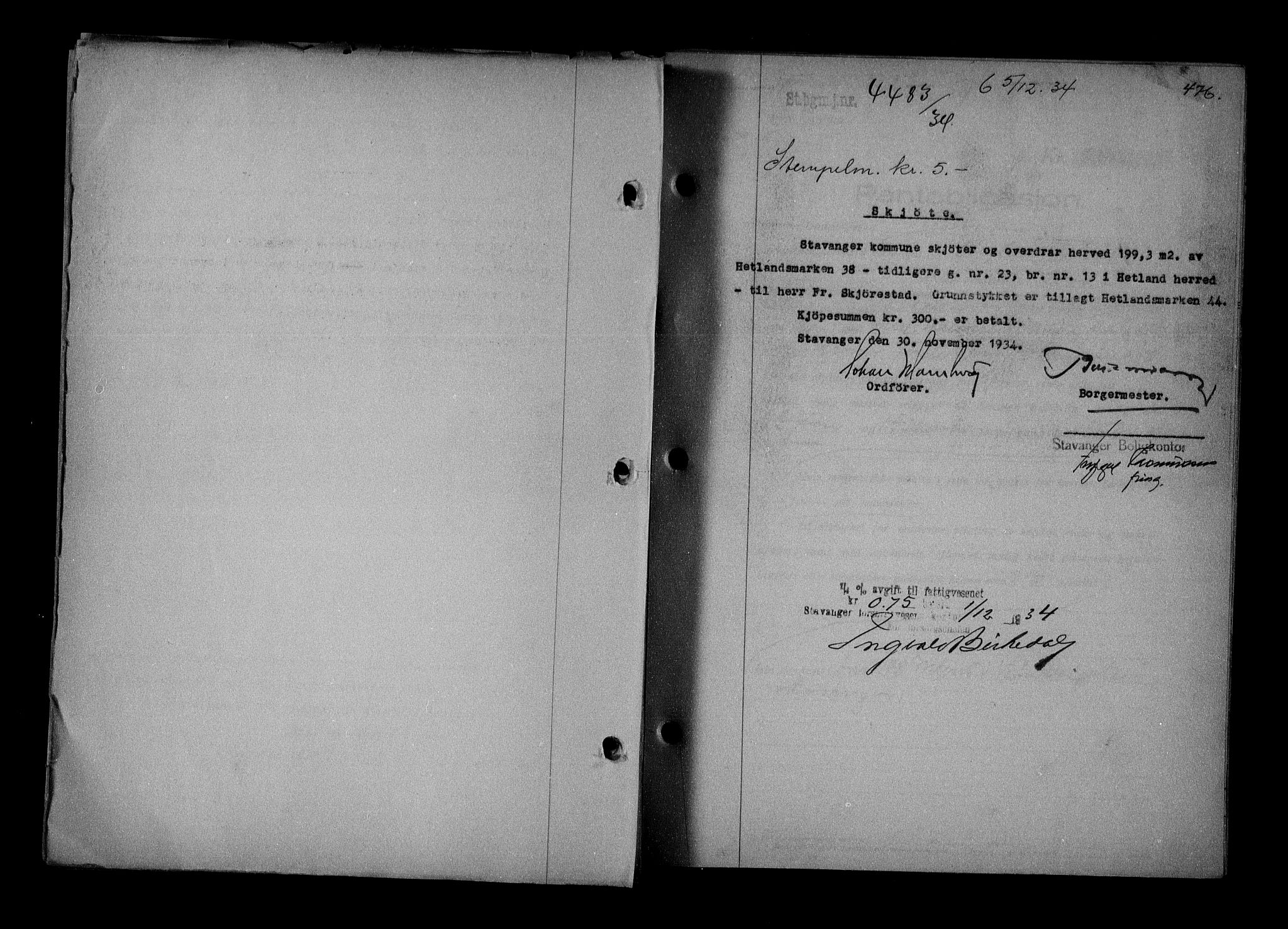 Stavanger byrett, AV/SAST-A-100455/001/4/41/410BB/L0007: Mortgage book no. 57, 1934-1934, Deed date: 05.12.1934