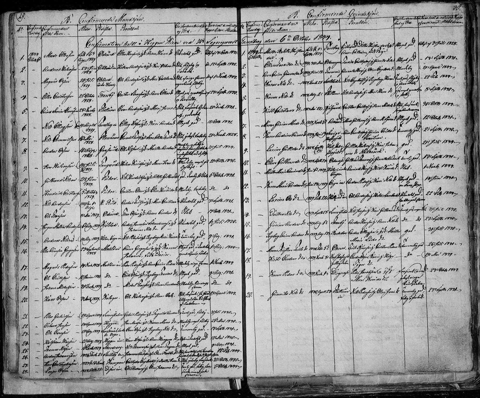 Modum kirkebøker, SAKO/A-234/G/Ga/L0004: Parish register (copy) no. I 4, 1843-1846, p. 29-30