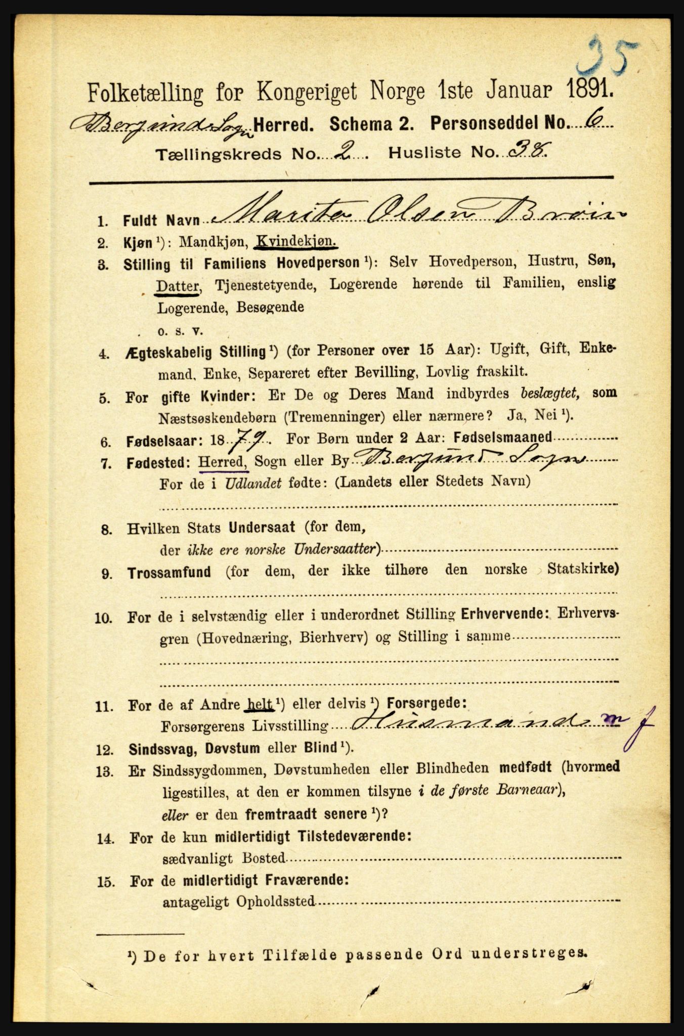 RA, 1891 census for 1423 Borgund, 1891, p. 517