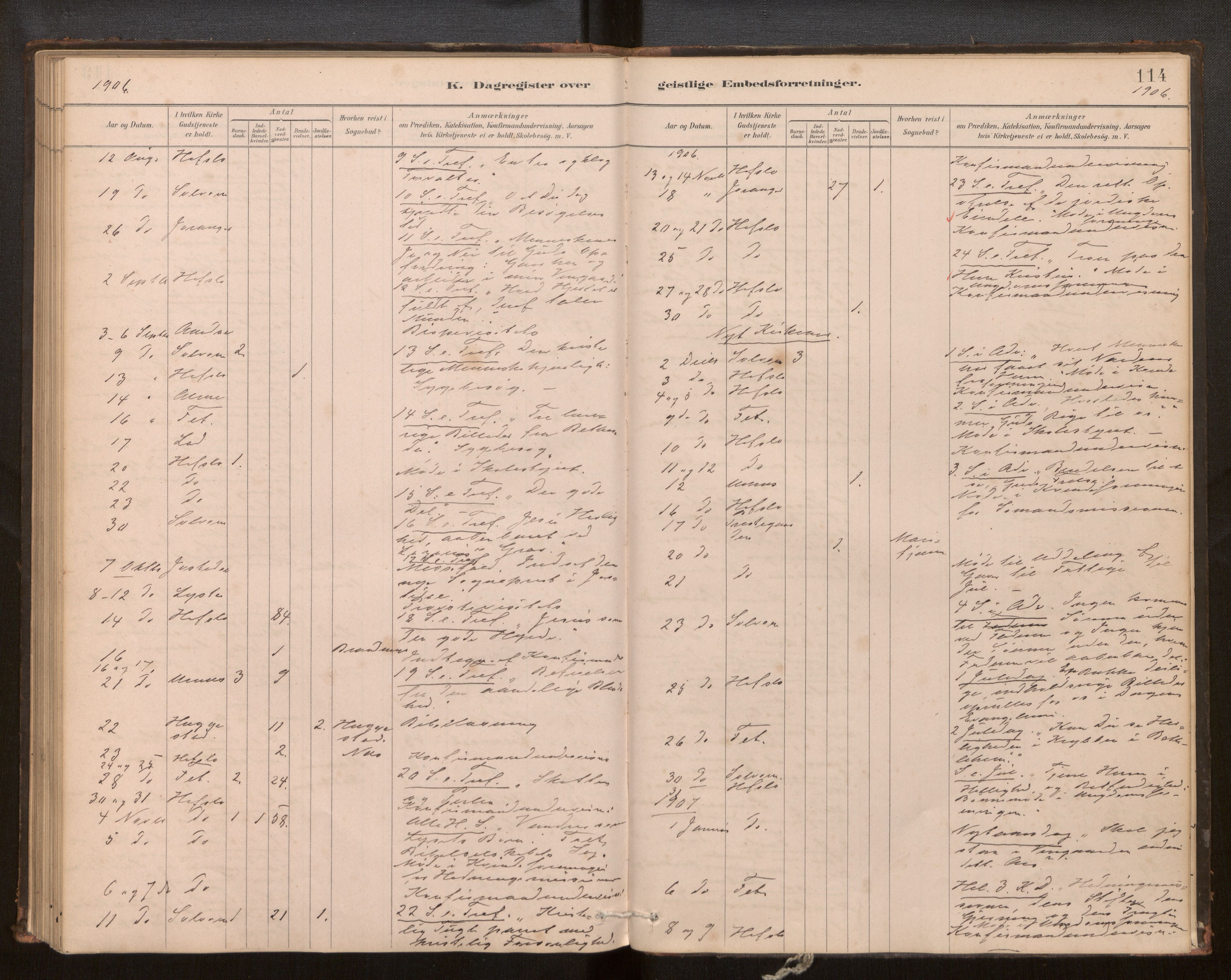 Hafslo sokneprestembete, SAB/A-80301/H/Haa/Haaf/L0003: Diary records no. F 3, 1879-1909, p. 114