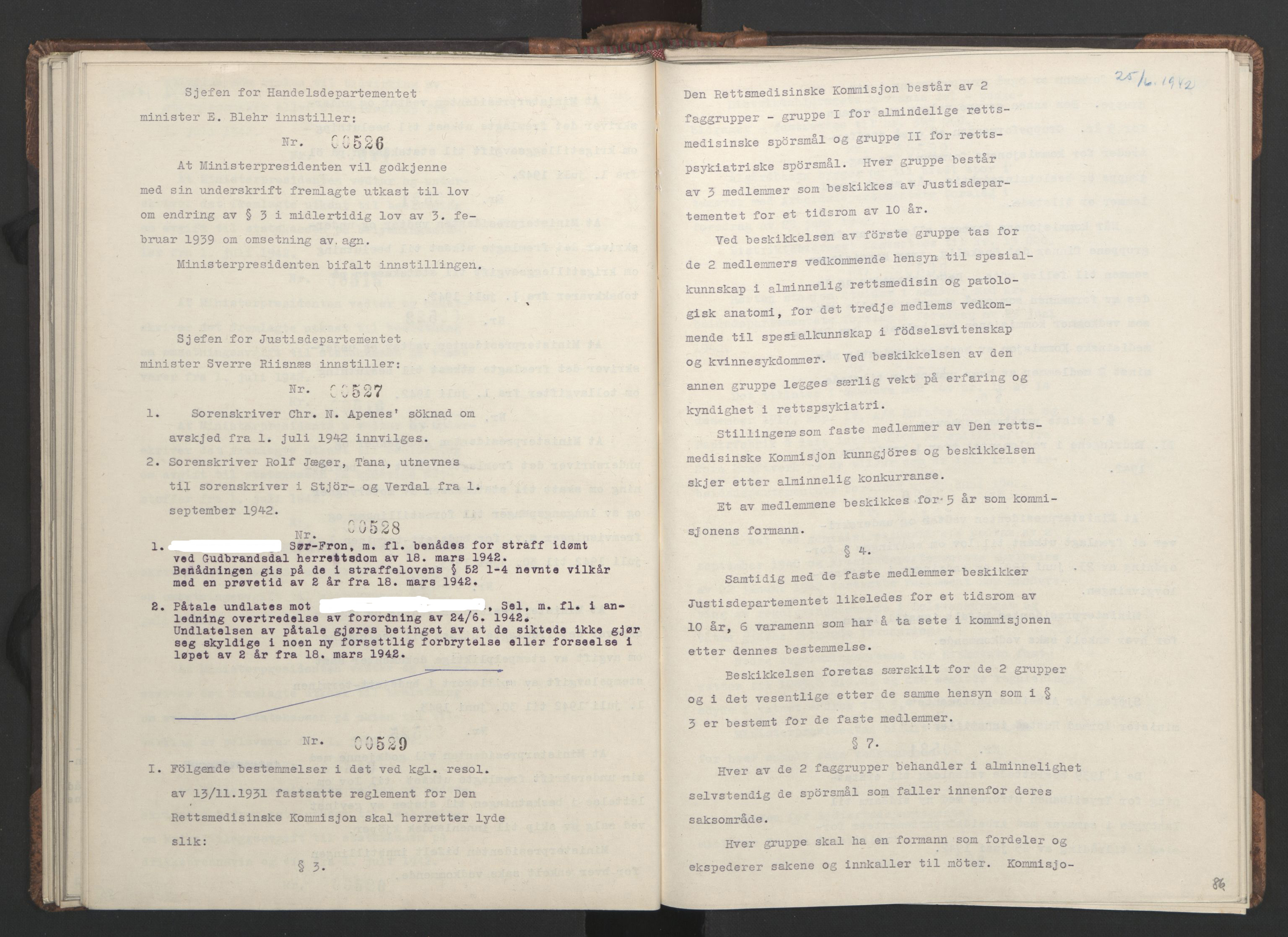 NS-administrasjonen 1940-1945 (Statsrådsekretariatet, de kommisariske statsråder mm), RA/S-4279/D/Da/L0001: Beslutninger og tillegg (1-952 og 1-32), 1942, p. 89