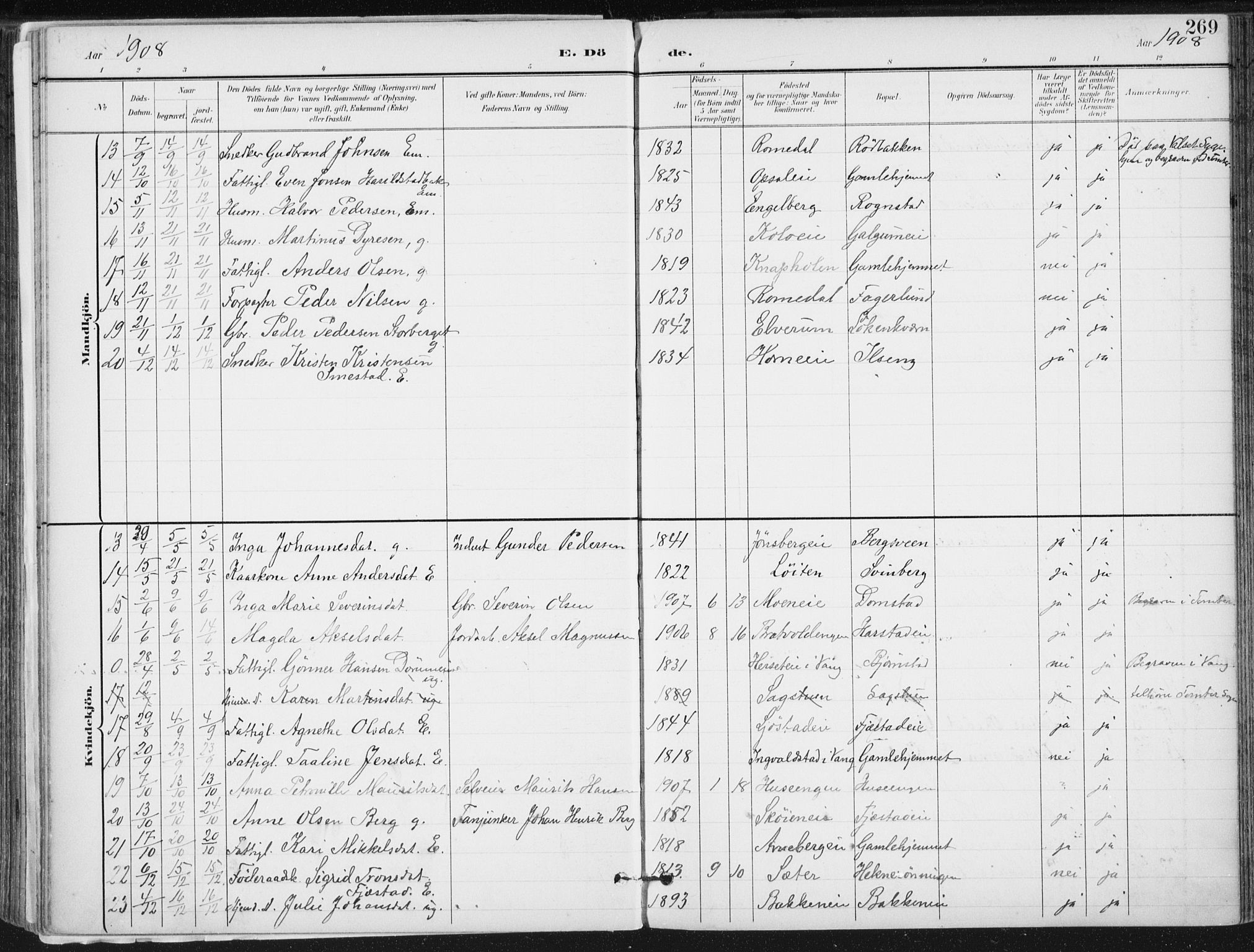 Romedal prestekontor, SAH/PREST-004/K/L0011: Parish register (official) no. 11, 1896-1912, p. 269