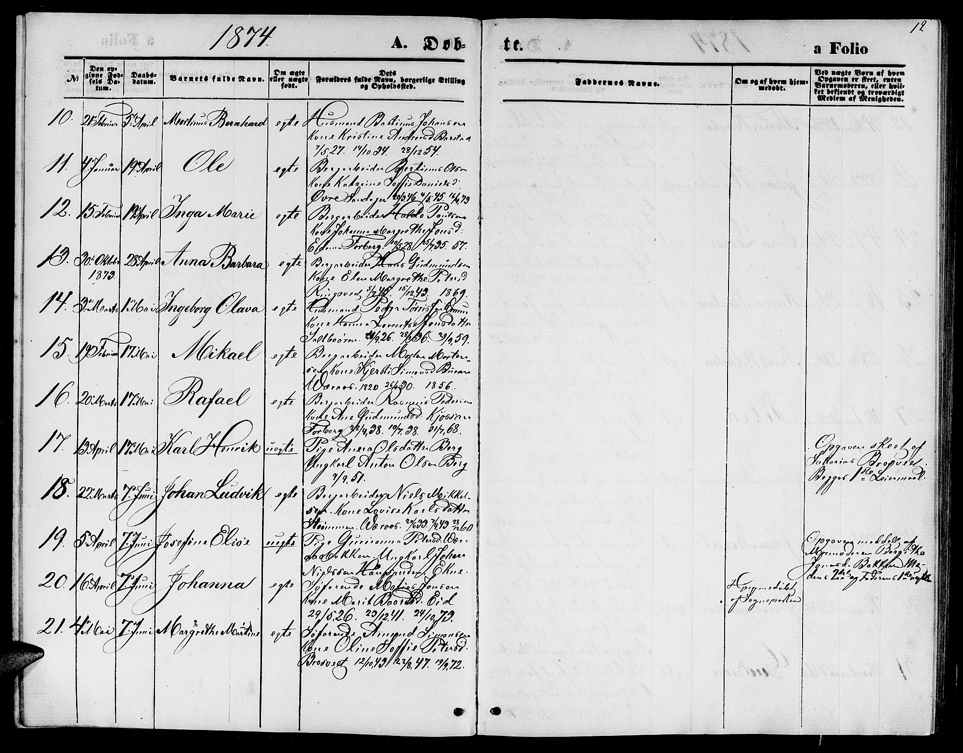 Ministerialprotokoller, klokkerbøker og fødselsregistre - Nord-Trøndelag, SAT/A-1458/722/L0225: Parish register (copy) no. 722C01, 1871-1888, p. 12