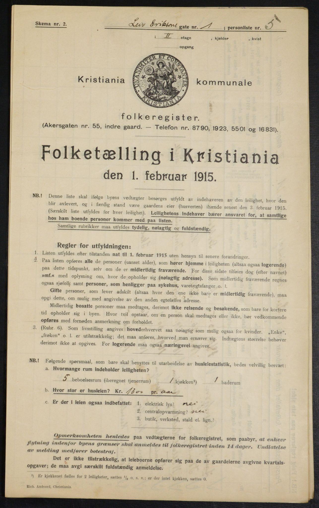 OBA, Municipal Census 1915 for Kristiania, 1915, p. 56918