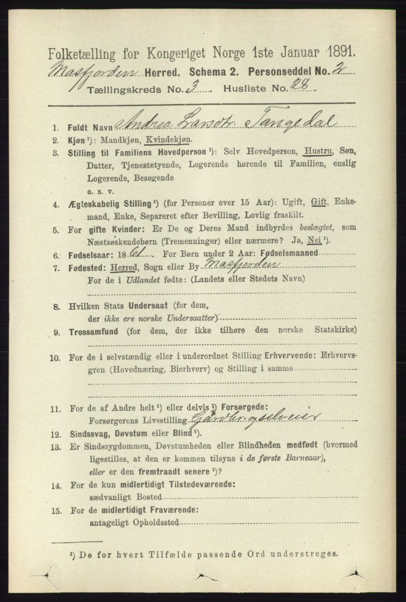 RA, 1891 census for 1266 Masfjorden, 1891, p. 711