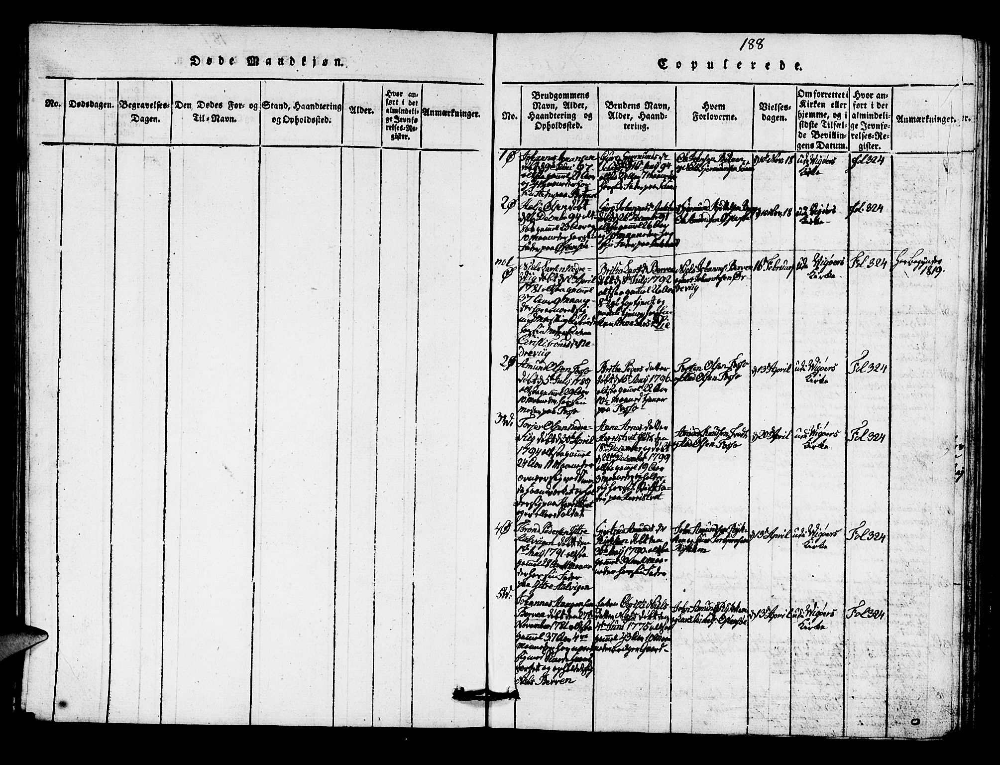 Kvam sokneprestembete, AV/SAB-A-76201/H/Hab: Parish register (copy) no. A 1, 1818-1832, p. 188