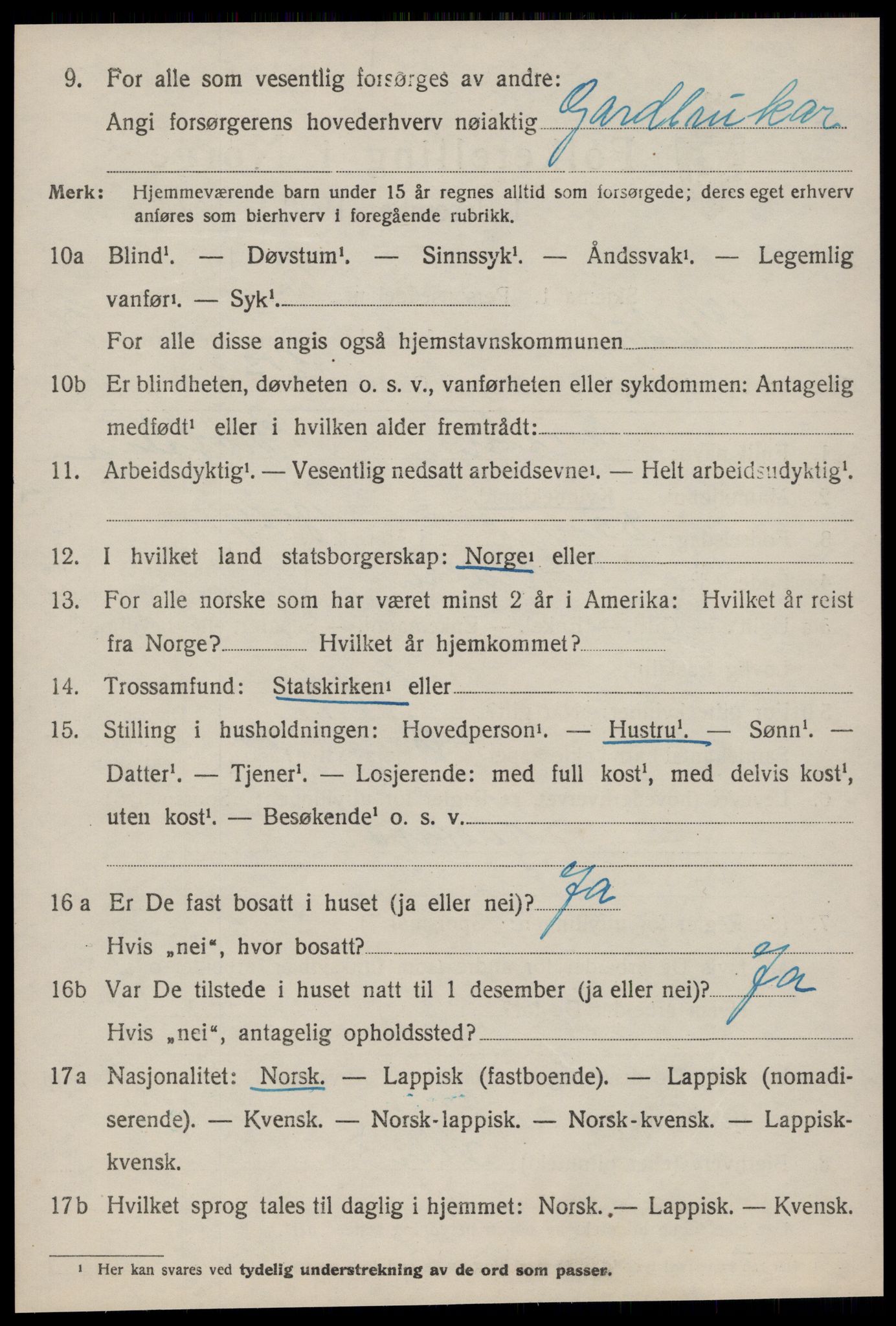 SAT, 1920 census for Klæbu, 1920, p. 1657