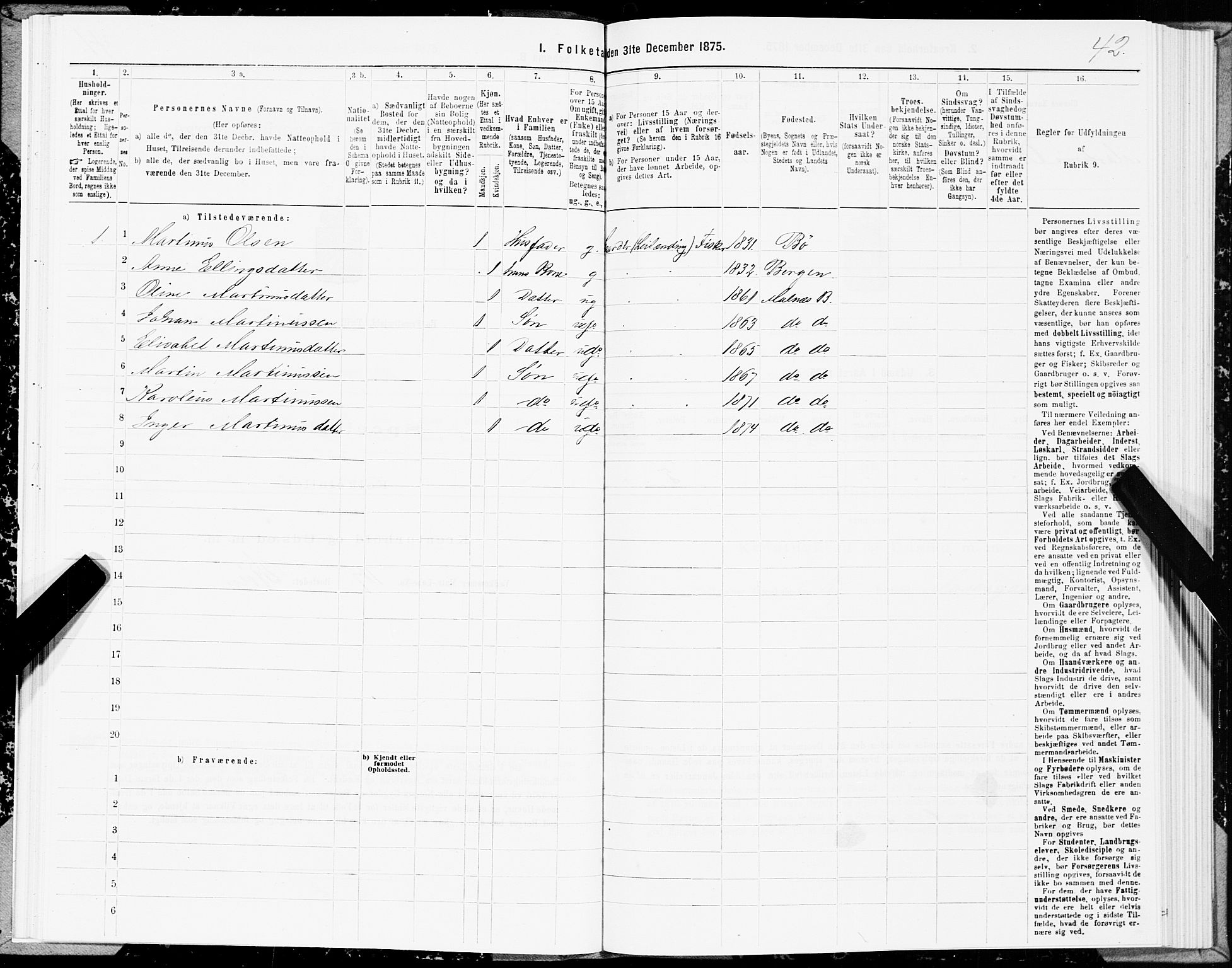 SAT, 1875 census for 1867P Bø, 1875, p. 3042