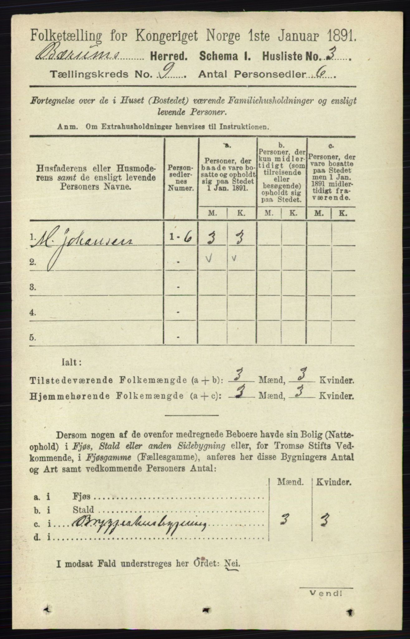 RA, 1891 census for 0219 Bærum, 1891, p. 4982