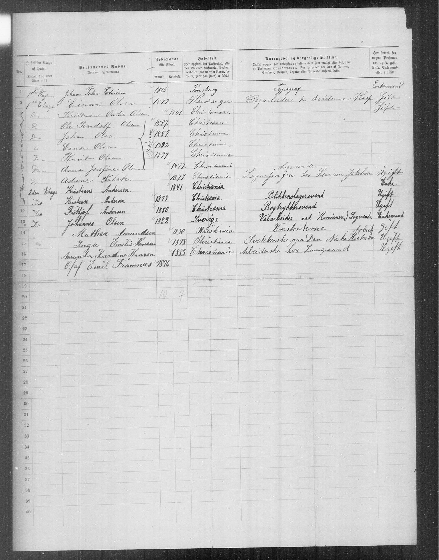 OBA, Municipal Census 1899 for Kristiania, 1899, p. 13989