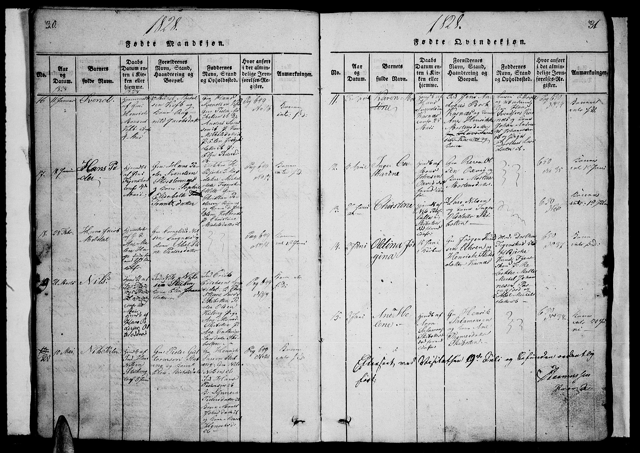 Lyngen sokneprestembete, SATØ/S-1289/H/He/Heb/L0001klokker: Parish register (copy) no. 1, 1826-1838, p. 30-31