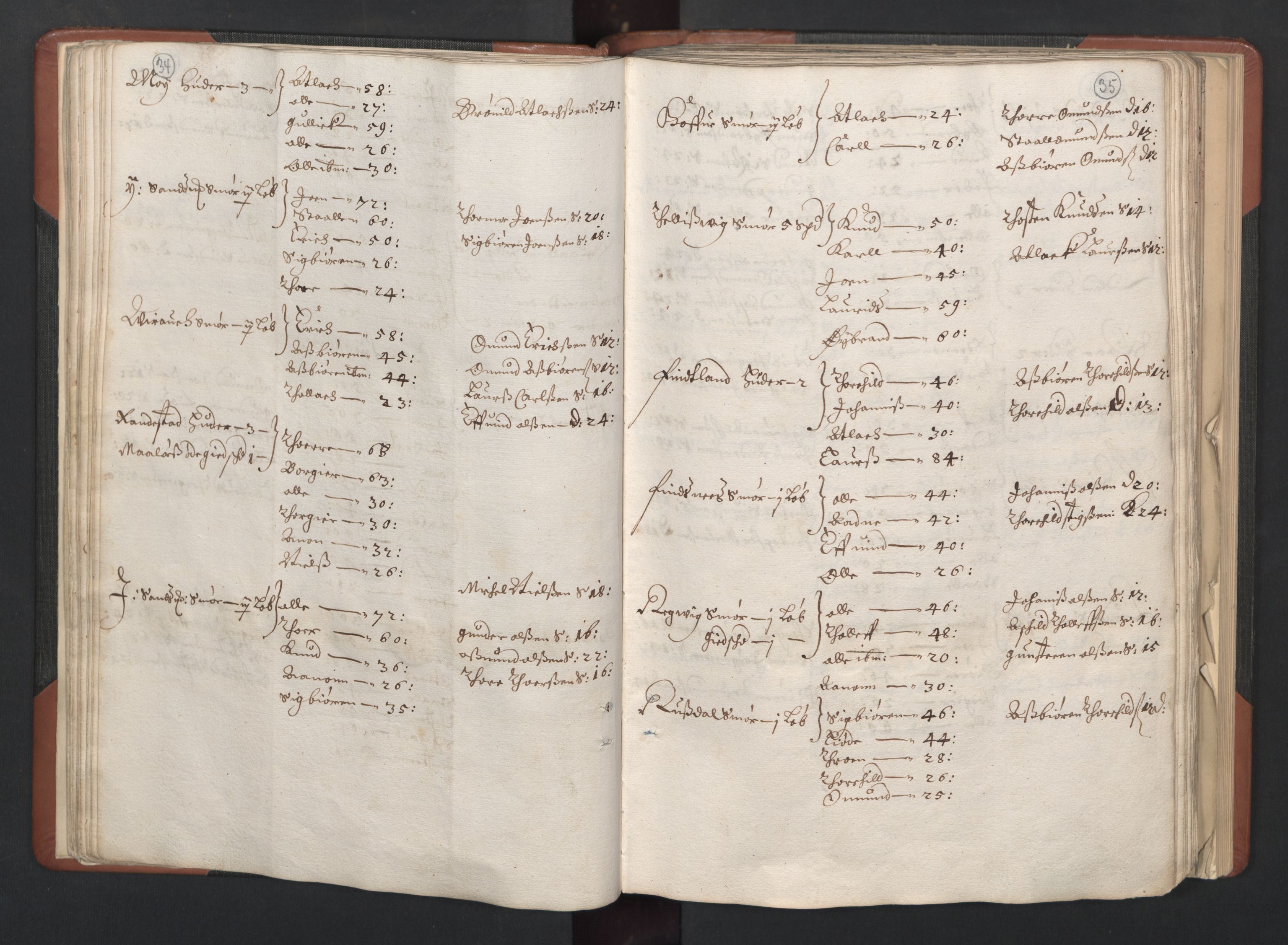 RA, Bailiff's Census 1664-1666, no. 11: Jæren and Dalane fogderi, 1664, p. 34-35
