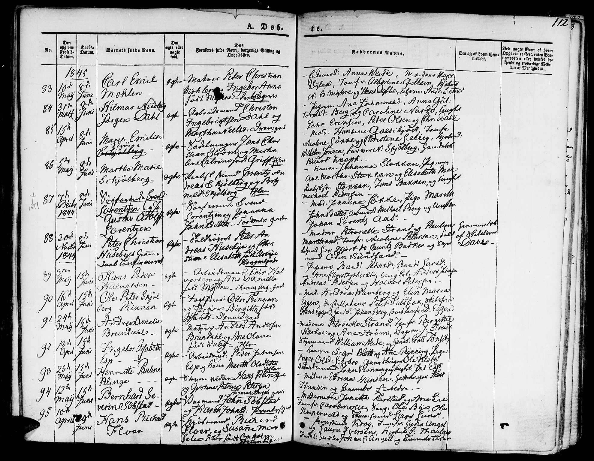 Ministerialprotokoller, klokkerbøker og fødselsregistre - Sør-Trøndelag, SAT/A-1456/601/L0048: Parish register (official) no. 601A16, 1840-1847, p. 112