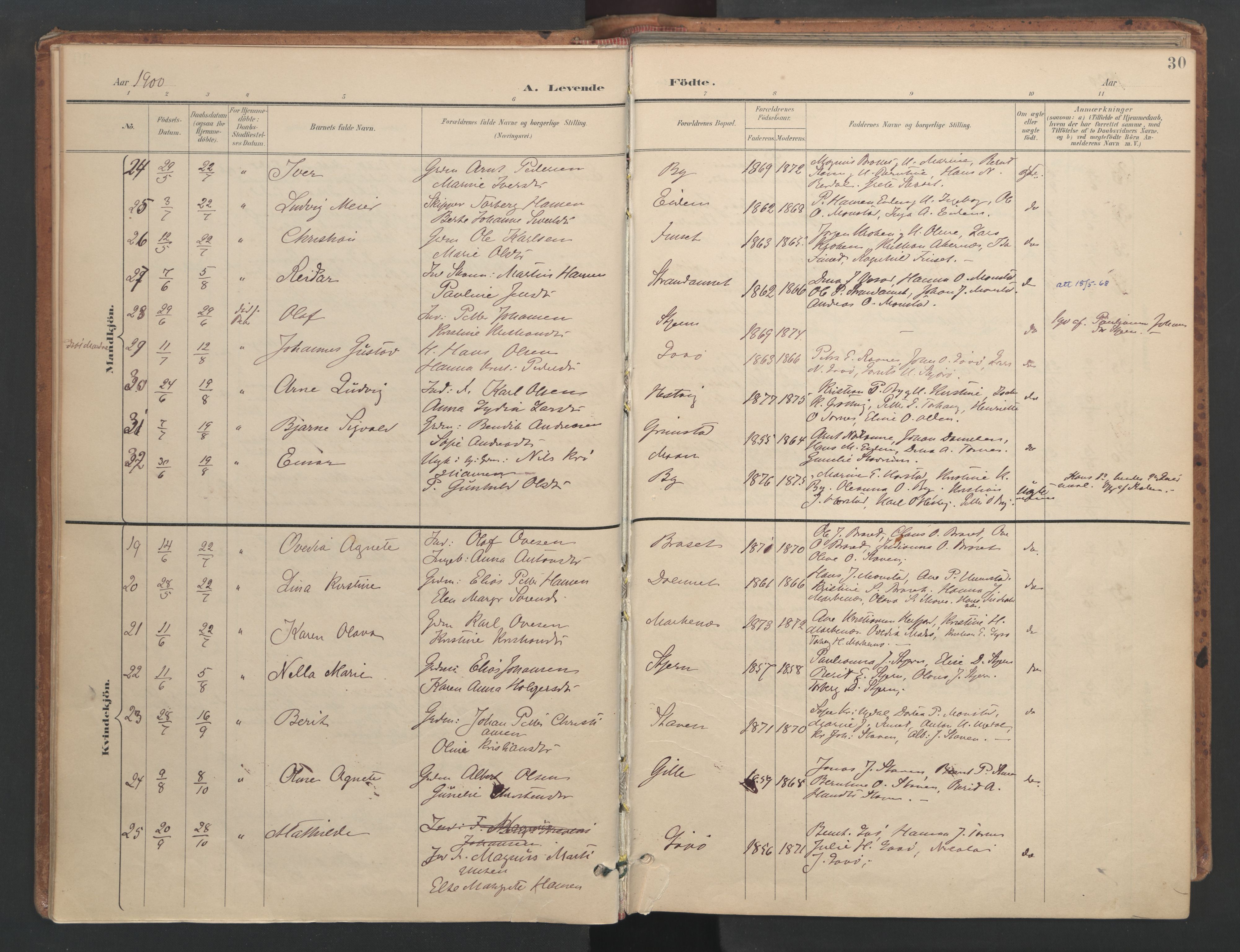 Ministerialprotokoller, klokkerbøker og fødselsregistre - Sør-Trøndelag, AV/SAT-A-1456/655/L0681: Parish register (official) no. 655A10, 1895-1907, p. 30