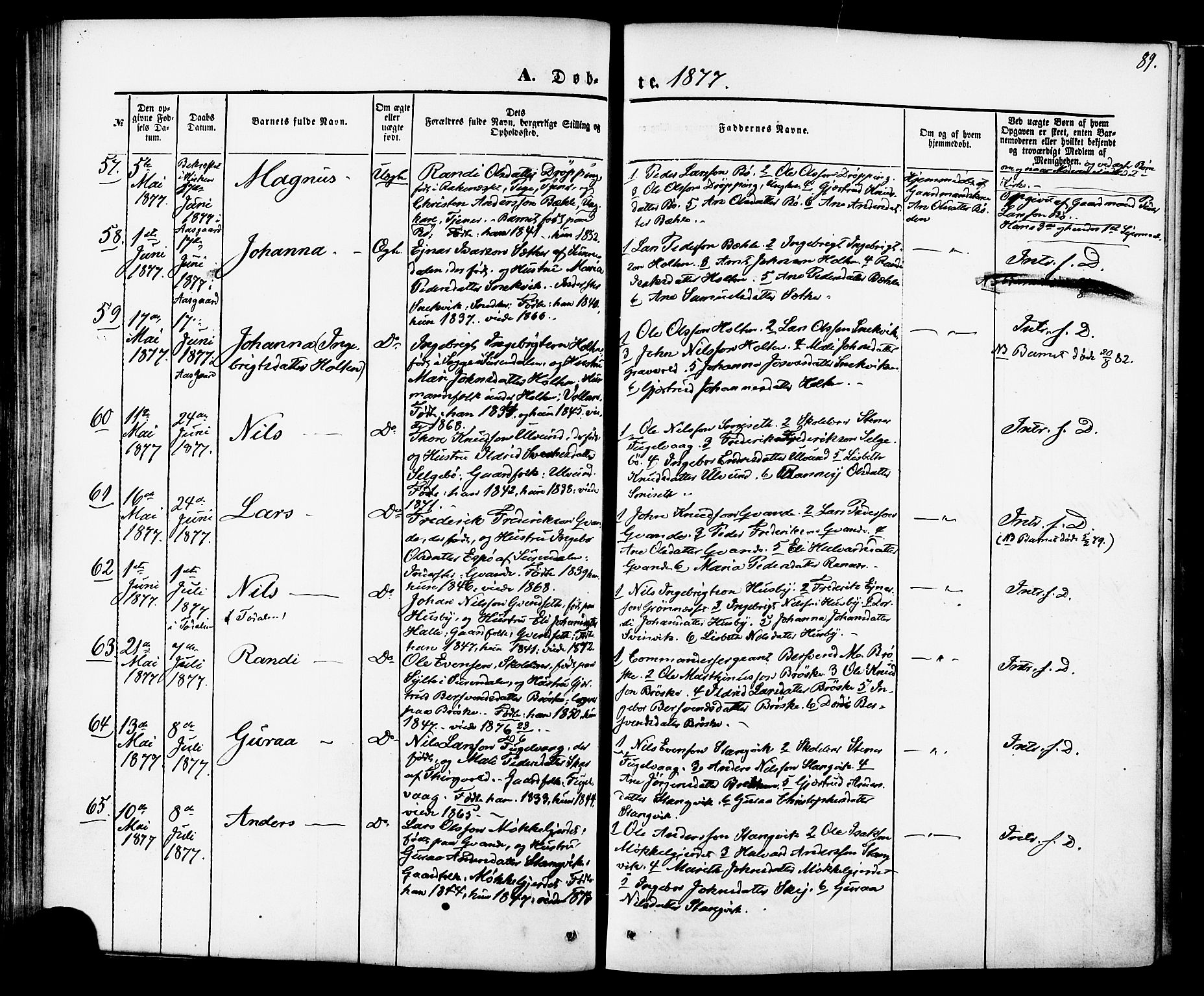 Ministerialprotokoller, klokkerbøker og fødselsregistre - Møre og Romsdal, AV/SAT-A-1454/592/L1027: Parish register (official) no. 592A05, 1865-1878, p. 89