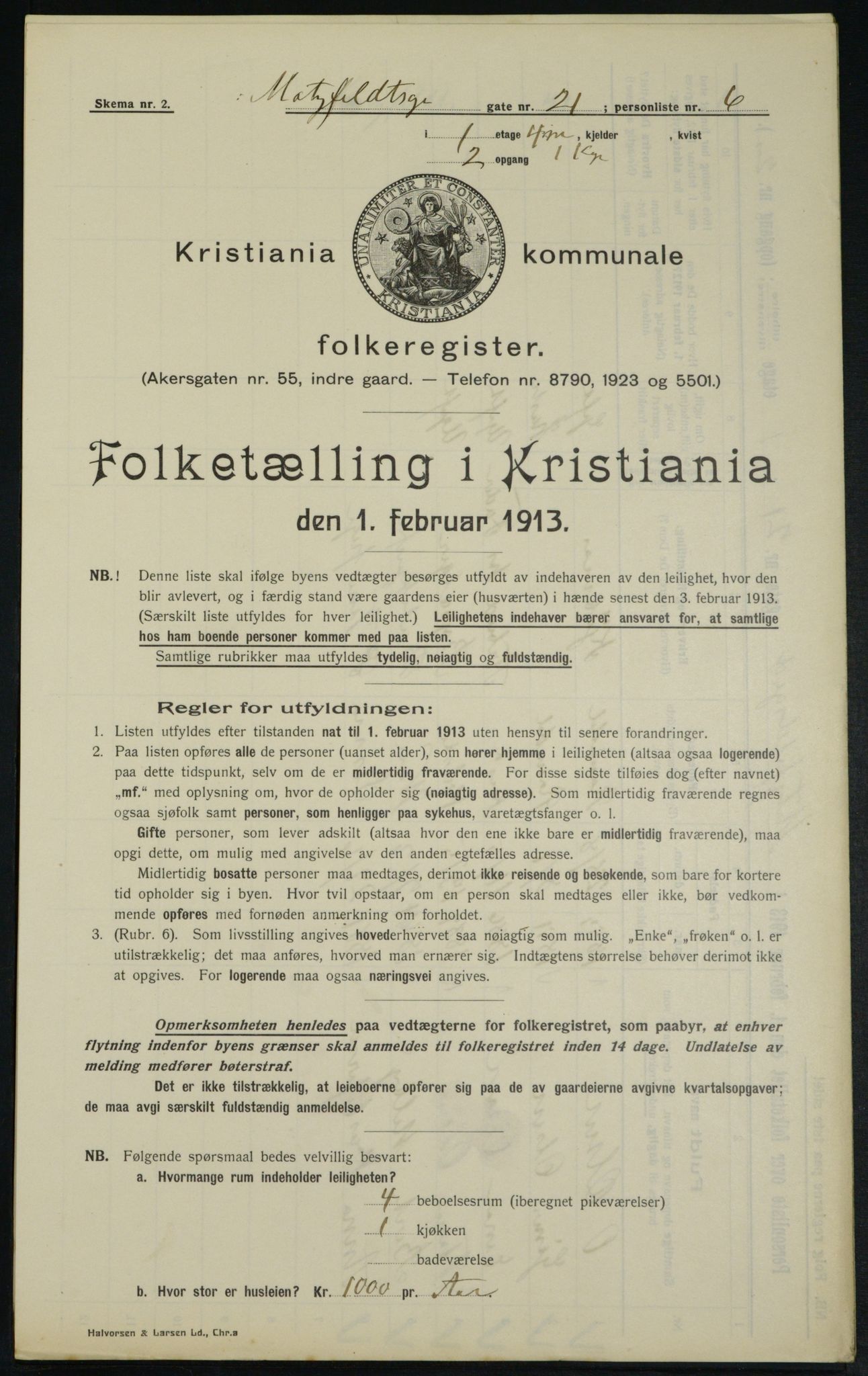 OBA, Municipal Census 1913 for Kristiania, 1913, p. 66198