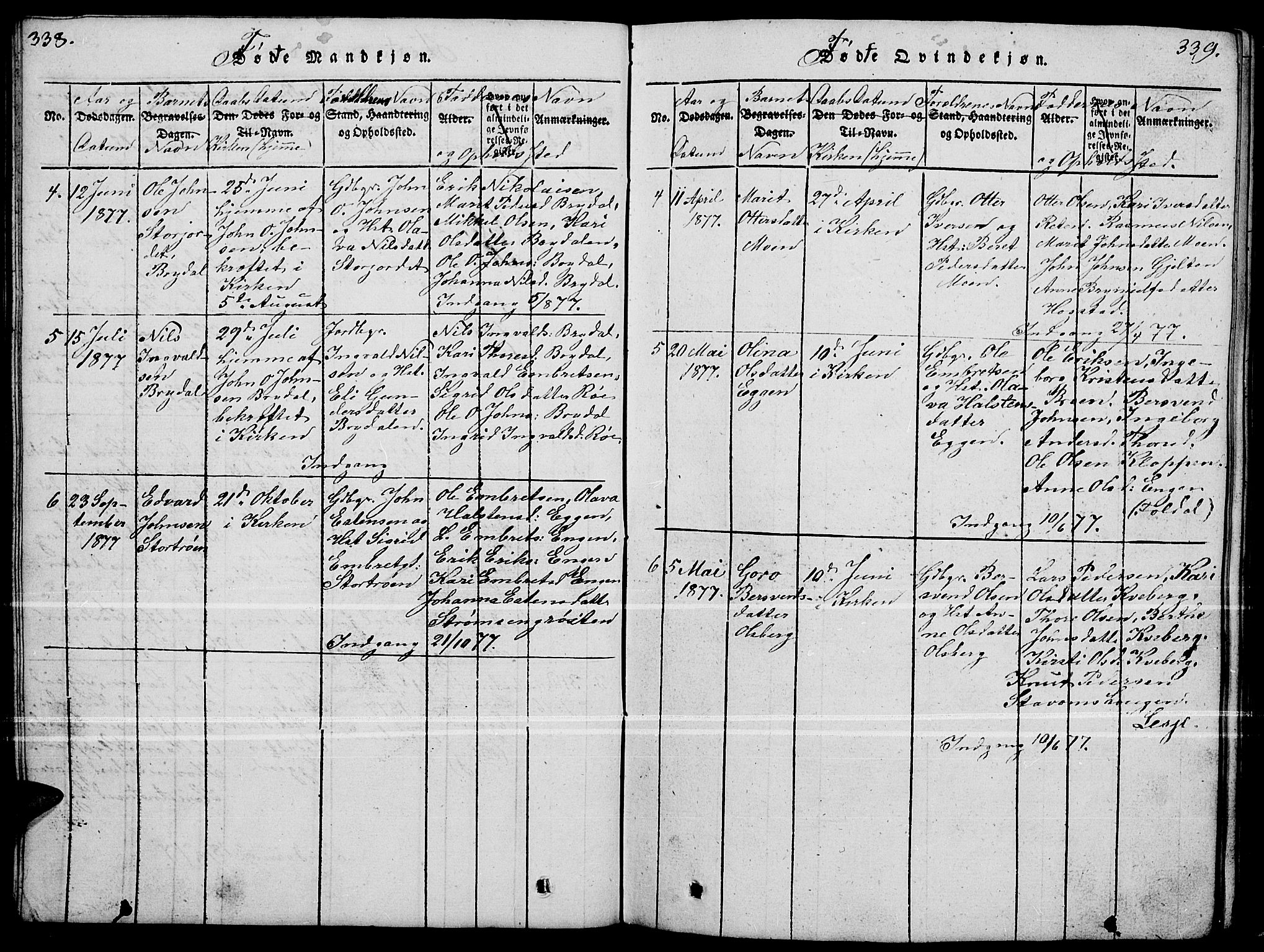 Tynset prestekontor, SAH/PREST-058/H/Ha/Hab/L0004: Parish register (copy) no. 4, 1814-1879, p. 338-339
