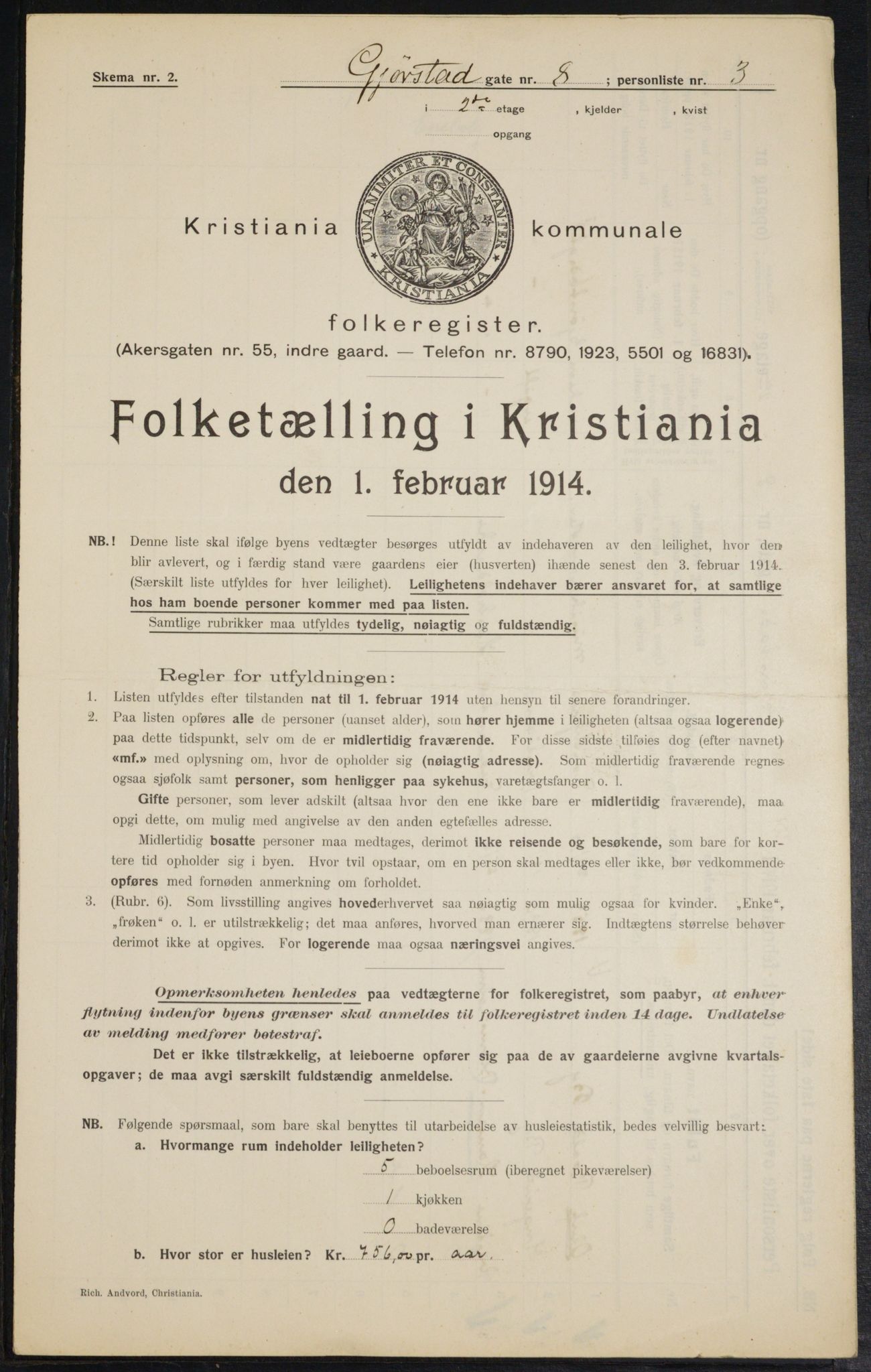 OBA, Municipal Census 1914 for Kristiania, 1914, p. 29488