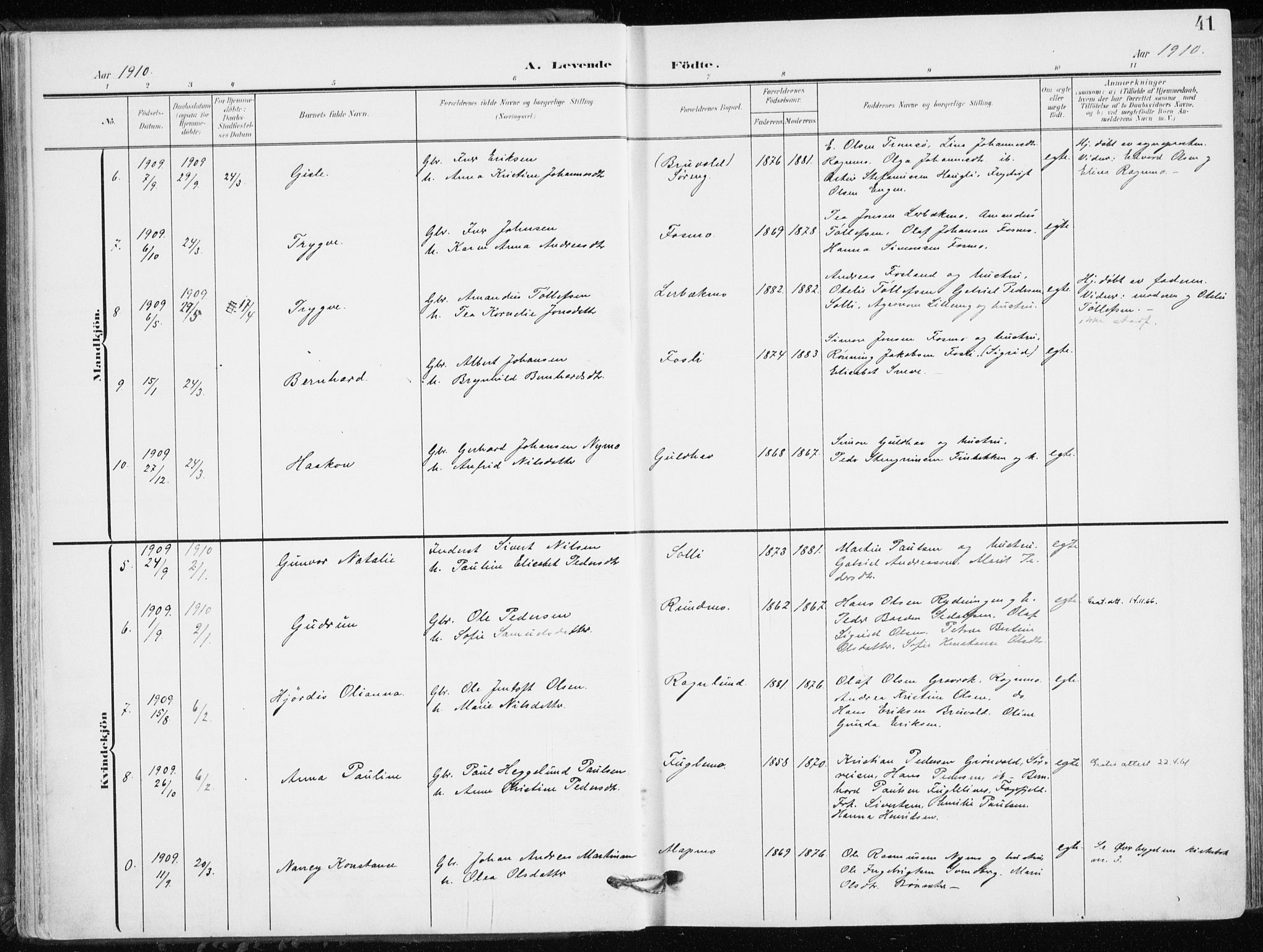 Målselv sokneprestembete, SATØ/S-1311/G/Ga/Gaa/L0011kirke: Parish register (official) no. 11, 1904-1918, p. 41