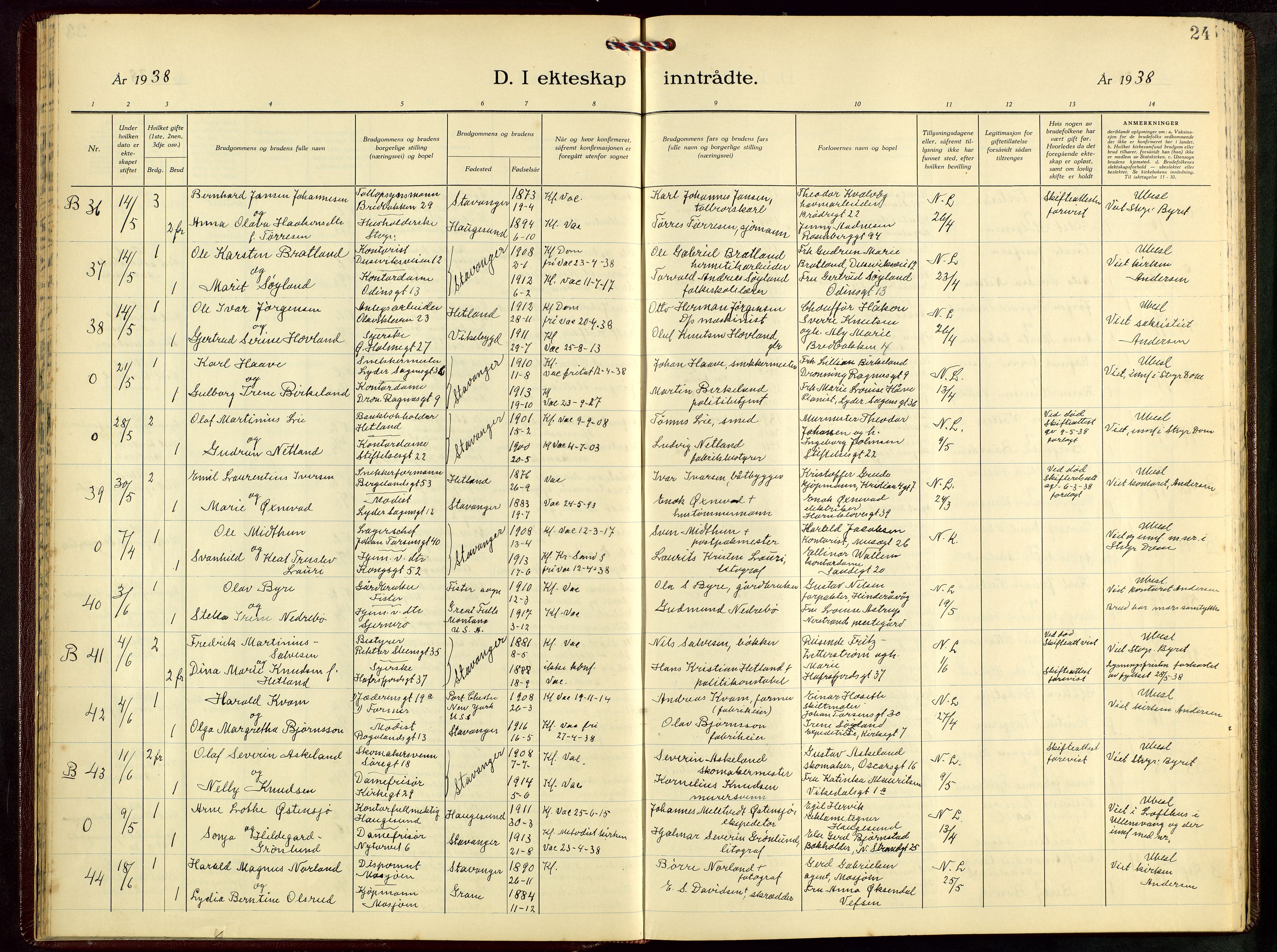 St. Petri sokneprestkontor, AV/SAST-A-101813/001/30/30BB/L0012: Parish register (copy) no. B 12, 1936-1951, p. 24