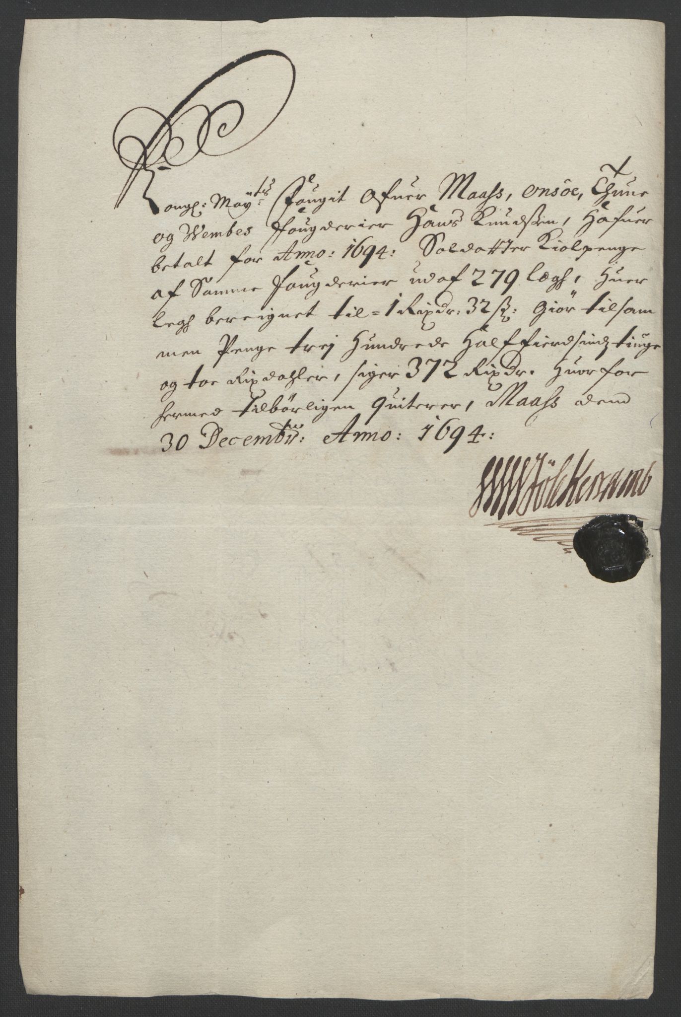 Rentekammeret inntil 1814, Reviderte regnskaper, Fogderegnskap, RA/EA-4092/R03/L0121: Fogderegnskap Onsøy, Tune, Veme og Åbygge fogderi, 1694, p. 267