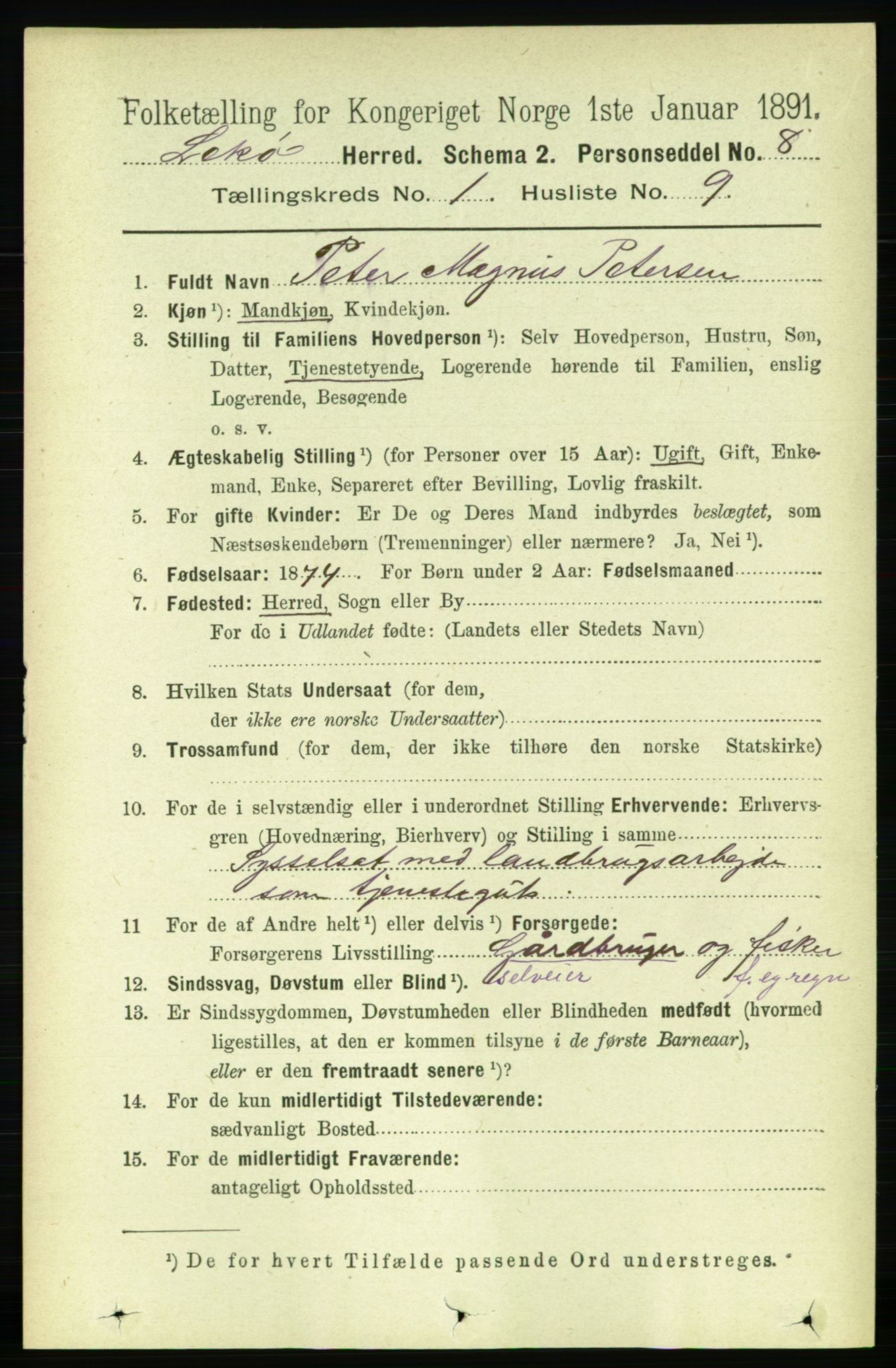 RA, 1891 census for 1755 Leka, 1891, p. 190