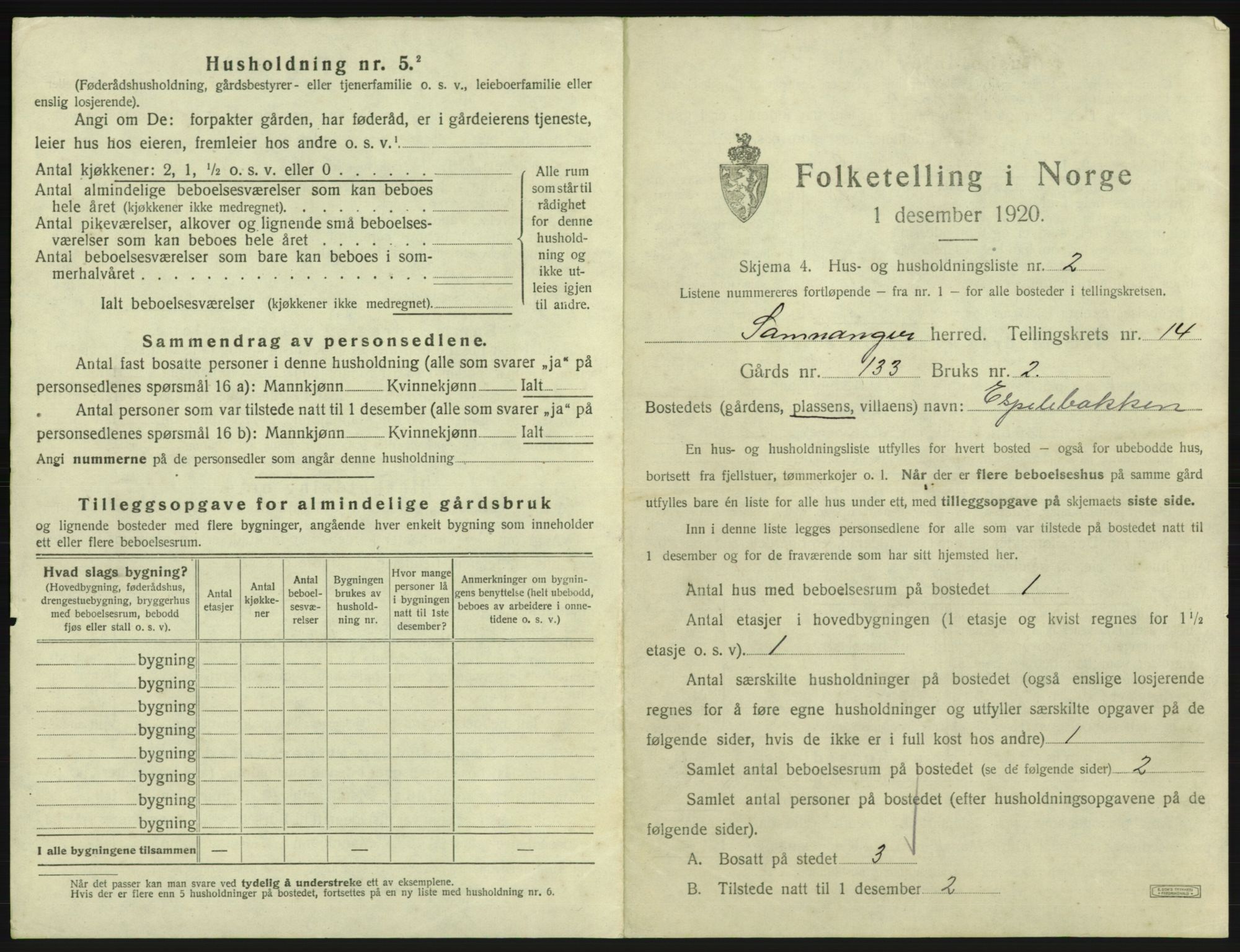 SAB, 1920 census for Samnanger, 1920, p. 783