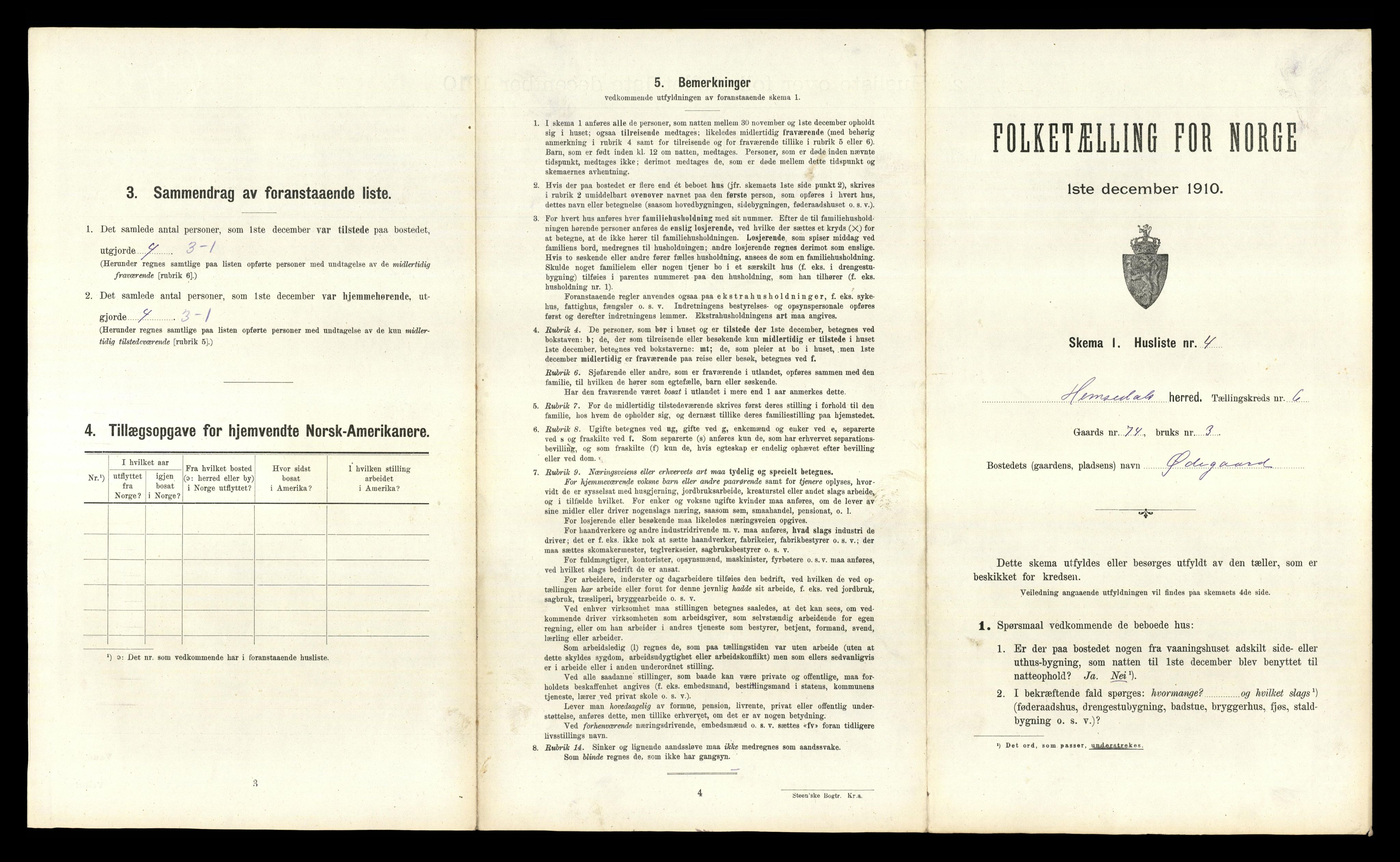 RA, 1910 census for Hemsedal, 1910, p. 356