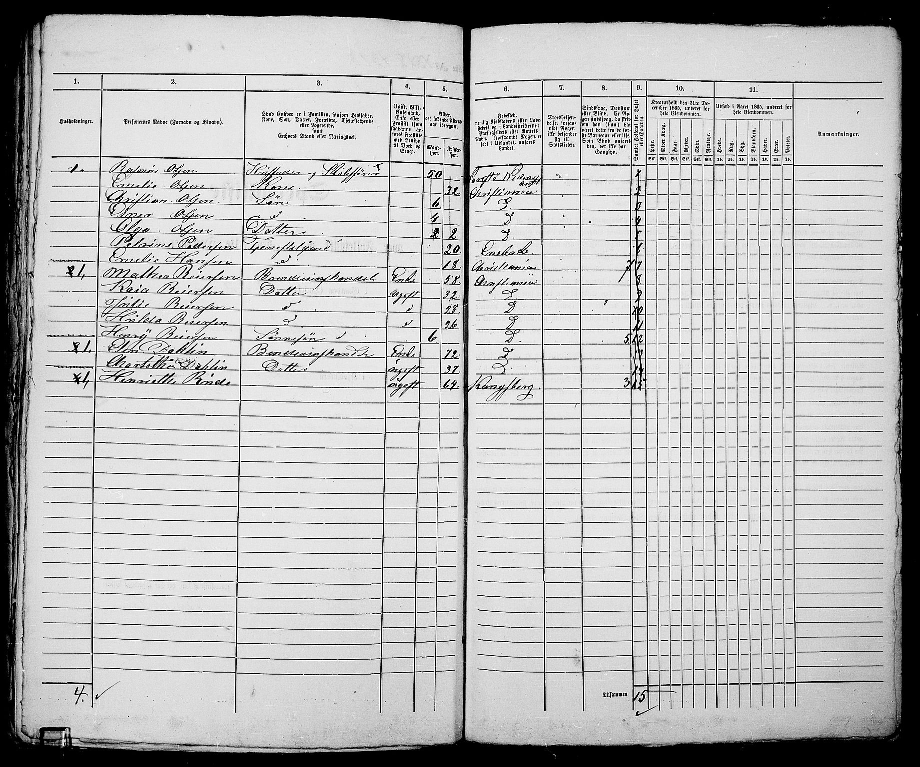 RA, 1865 census for Kristiania, 1865, p. 2991