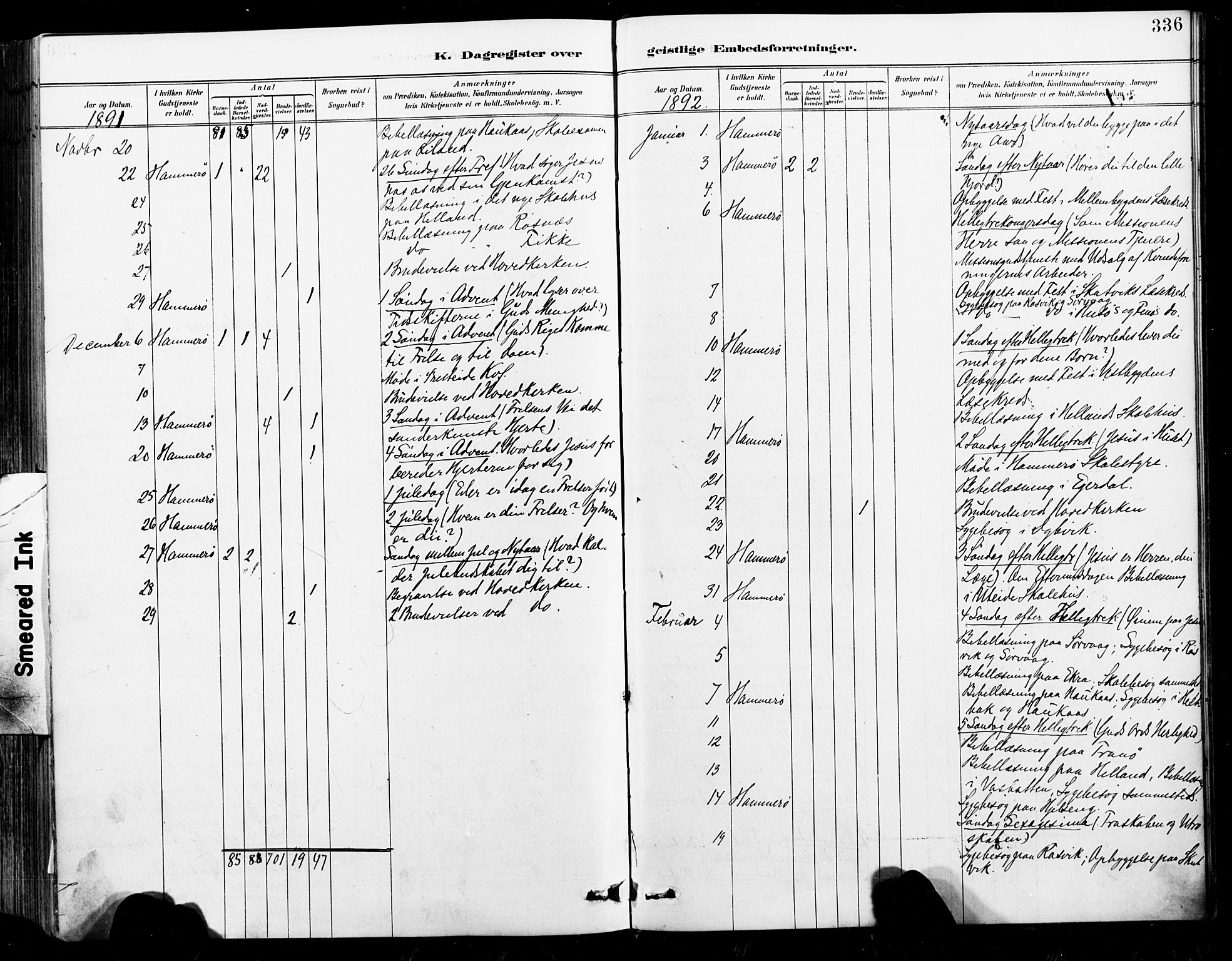 Ministerialprotokoller, klokkerbøker og fødselsregistre - Nordland, AV/SAT-A-1459/859/L0847: Parish register (official) no. 859A07, 1890-1899, p. 336