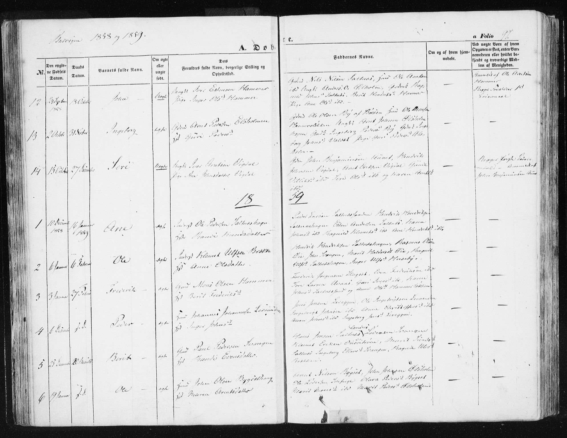 Ministerialprotokoller, klokkerbøker og fødselsregistre - Sør-Trøndelag, SAT/A-1456/612/L0376: Parish register (official) no. 612A08, 1846-1859, p. 97