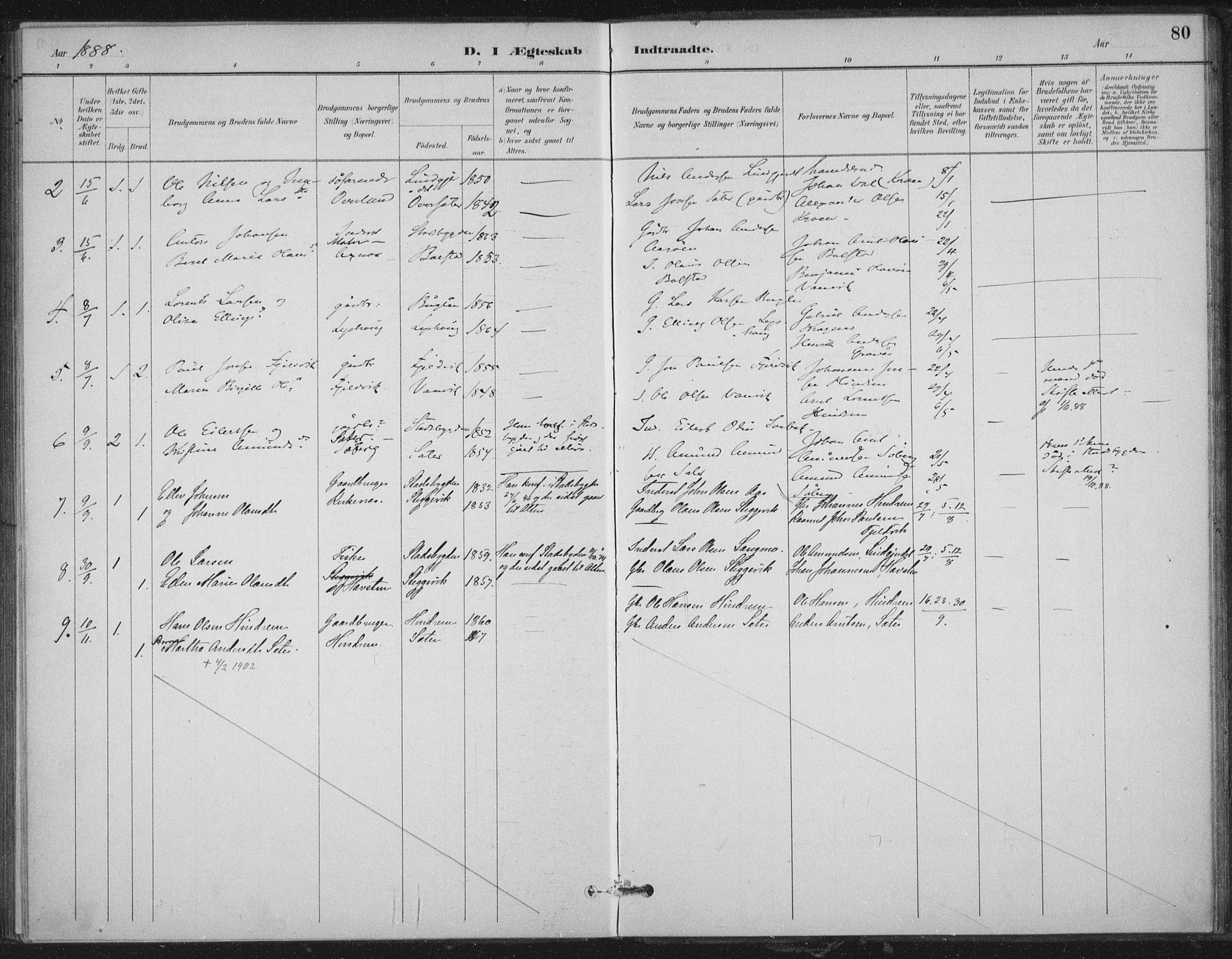 Ministerialprotokoller, klokkerbøker og fødselsregistre - Nord-Trøndelag, SAT/A-1458/702/L0023: Parish register (official) no. 702A01, 1883-1897, p. 80