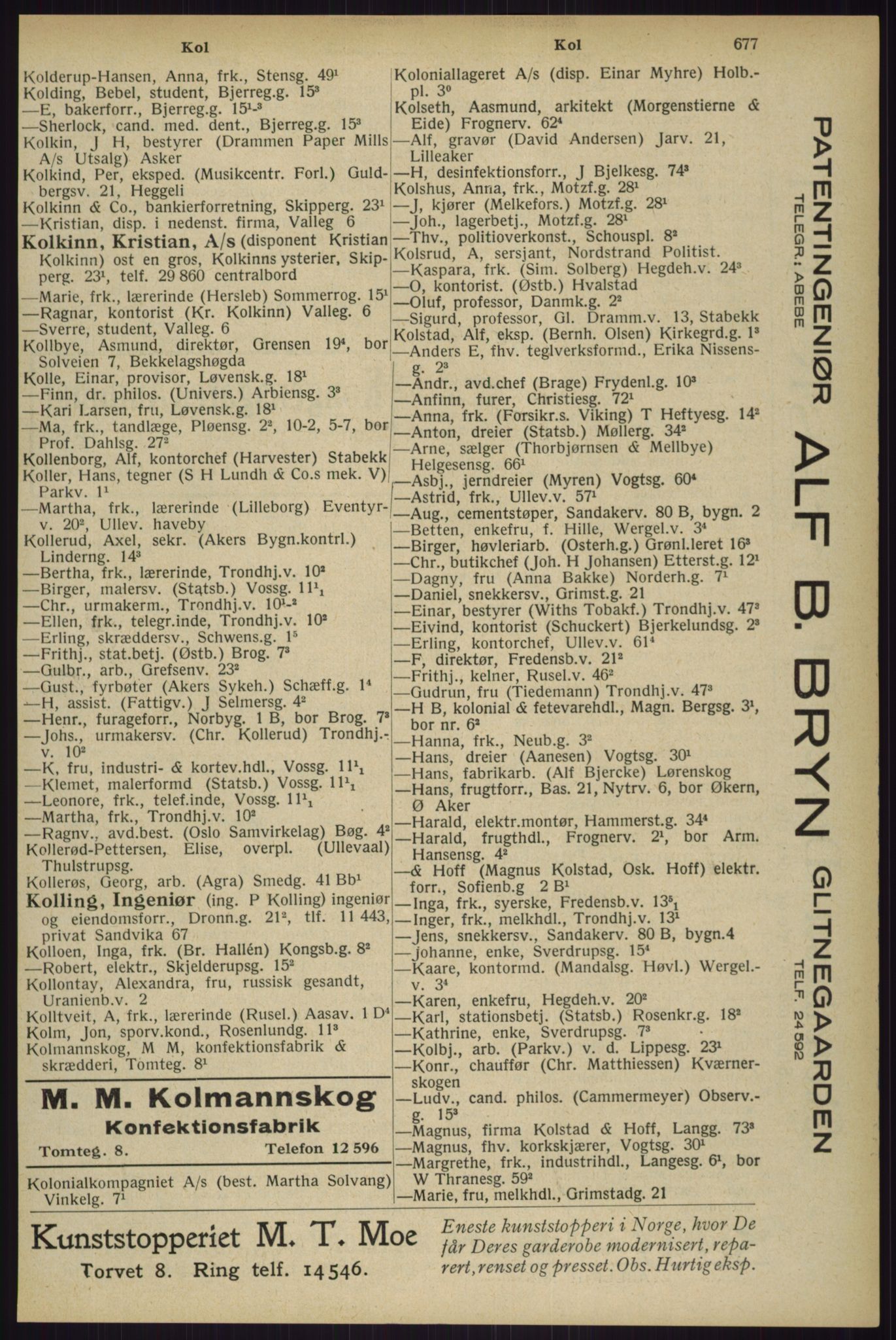 Kristiania/Oslo adressebok, PUBL/-, 1929, p. 677