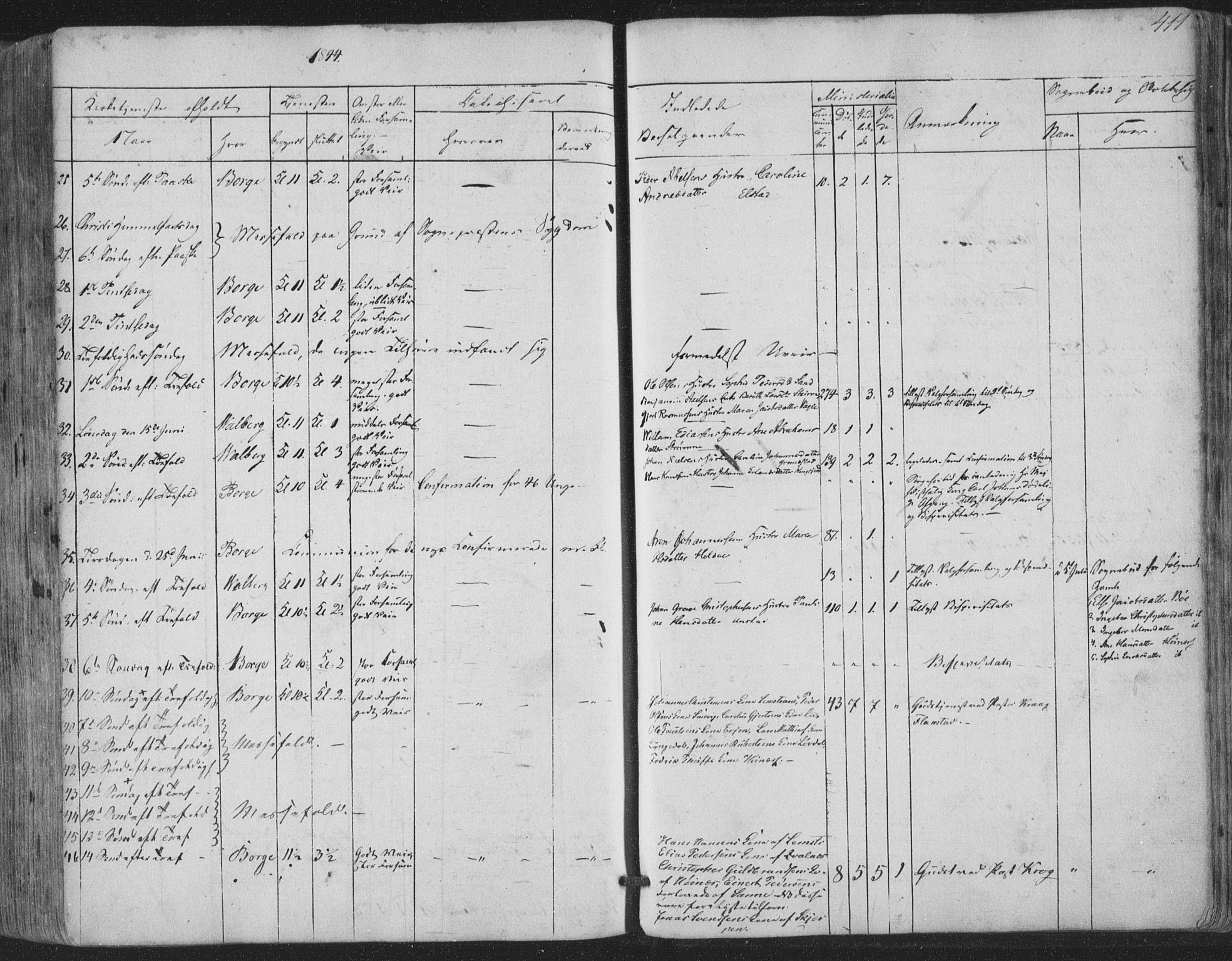 Ministerialprotokoller, klokkerbøker og fødselsregistre - Nordland, AV/SAT-A-1459/880/L1131: Parish register (official) no. 880A05, 1844-1868, p. 411