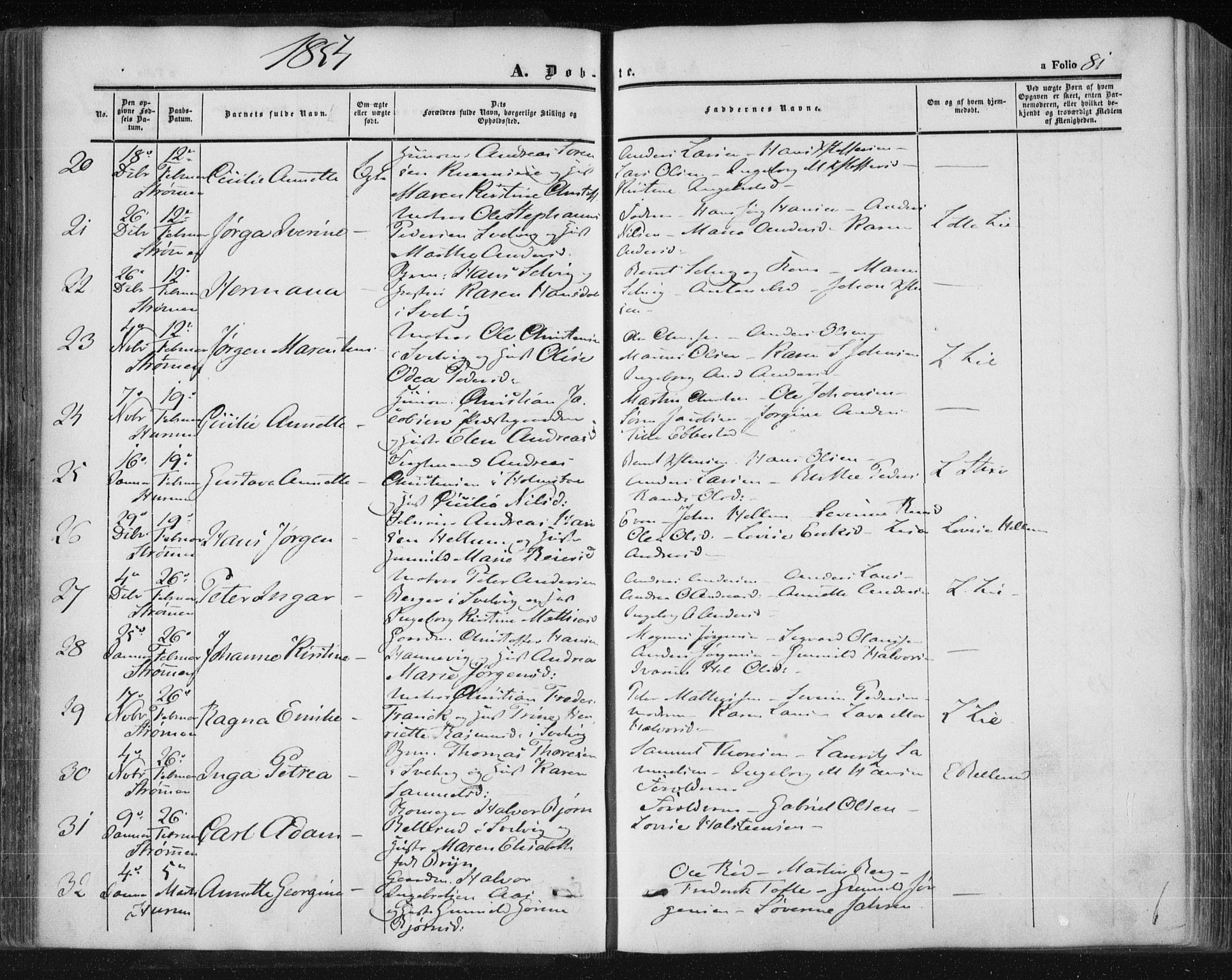 Hurum kirkebøker, AV/SAKO-A-229/F/Fa/L0011: Parish register (official) no. 11, 1847-1860, p. 81