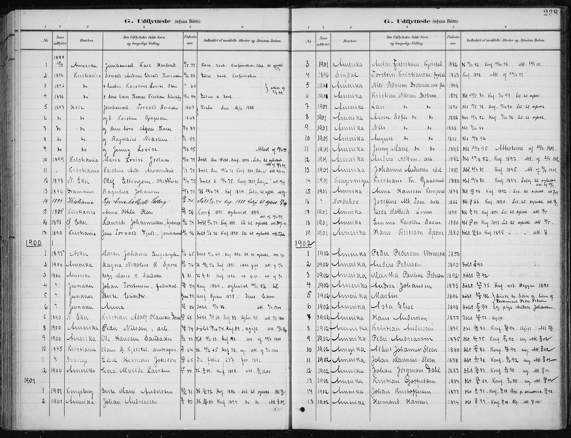 Modum kirkebøker, SAKO/A-234/F/Fa/L0013: Parish register (official) no. 13, 1899-1907, p. 238