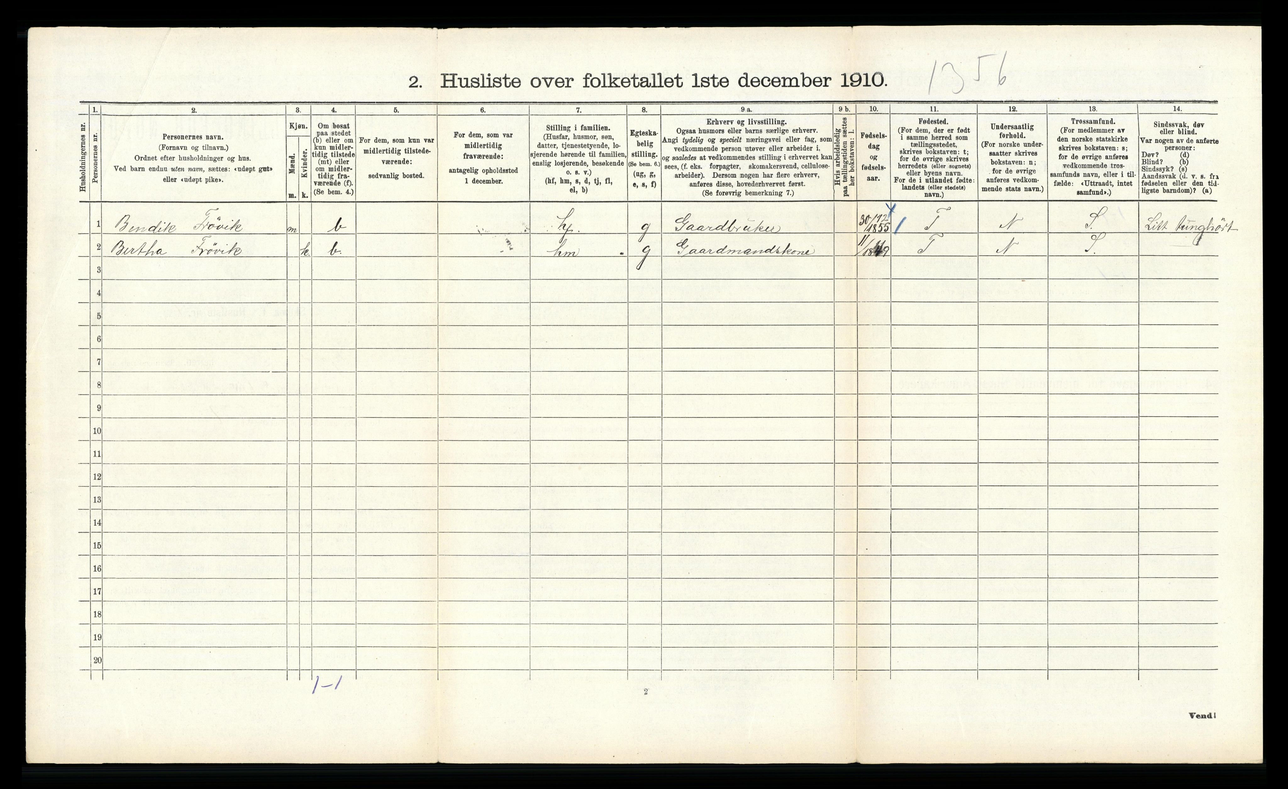 RA, 1910 census for Skjold, 1910, p. 613