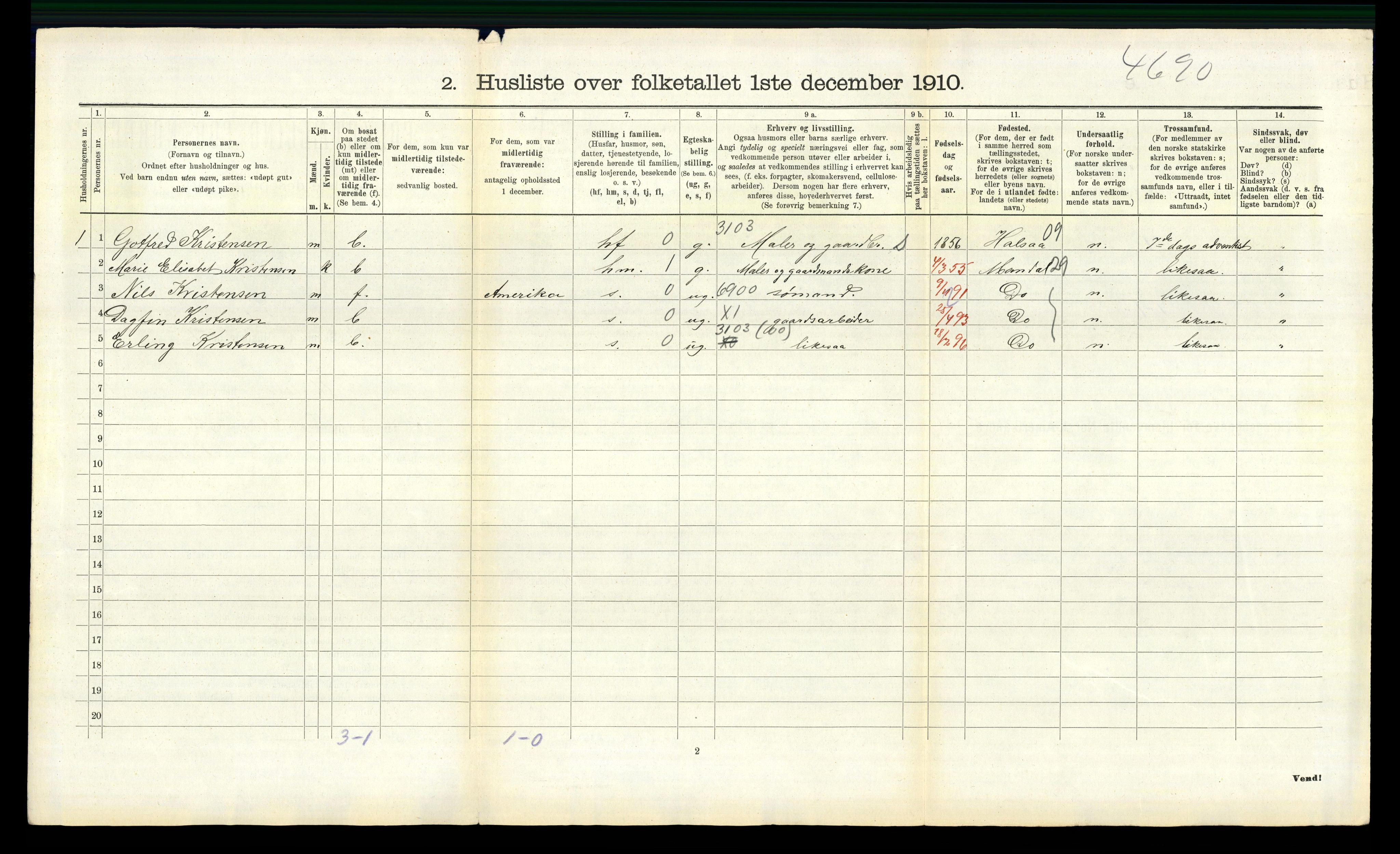 RA, 1910 census for Sør-Audnedal, 1910, p. 1214