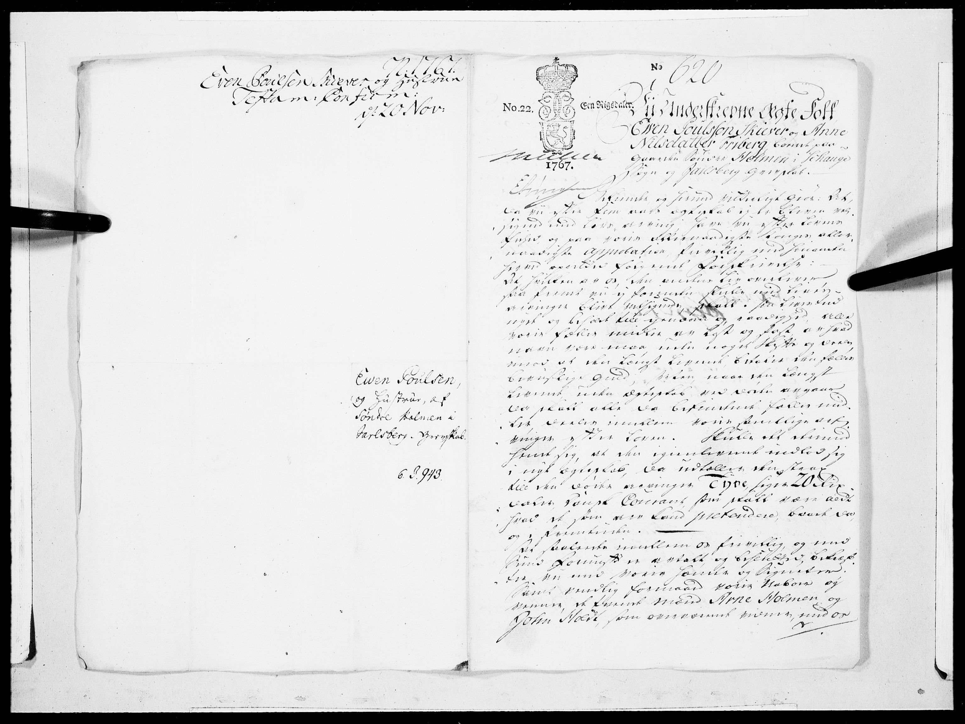 Danske Kanselli 1572-1799, RA/EA-3023/F/Fc/Fcc/Fcca/L0196: Norske innlegg 1572-1799, 1767, p. 542