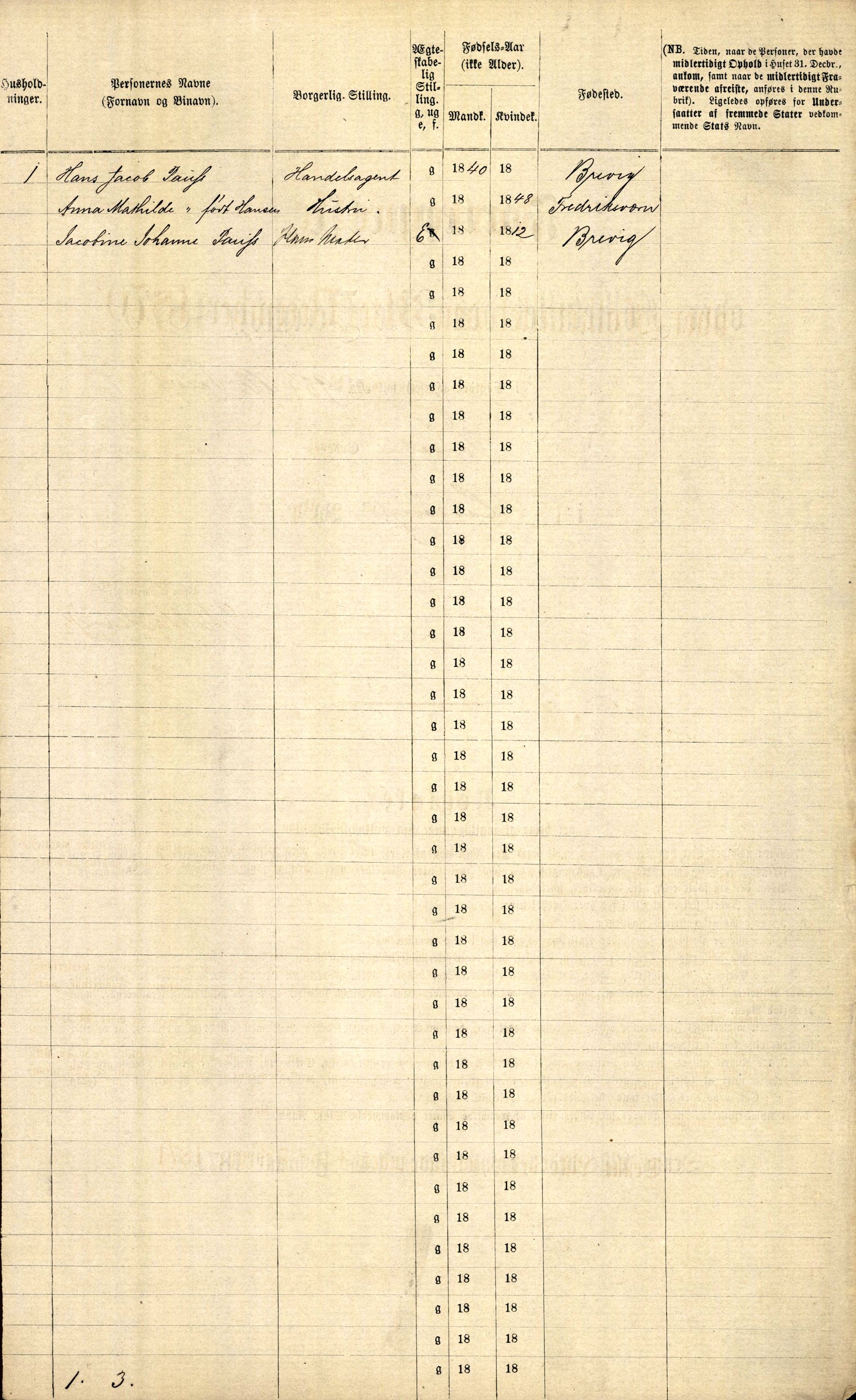 RA, 1870 census for 0707 Larvik, 1870, p. 208